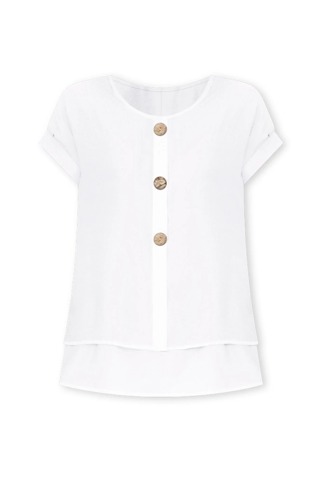 Abilene White Button Top