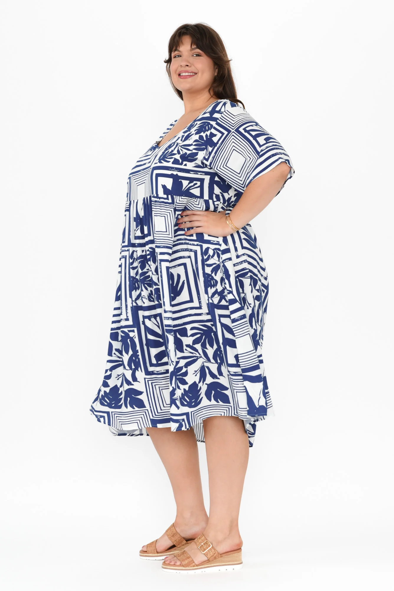 Sharlene Blue Tile Midi Dress