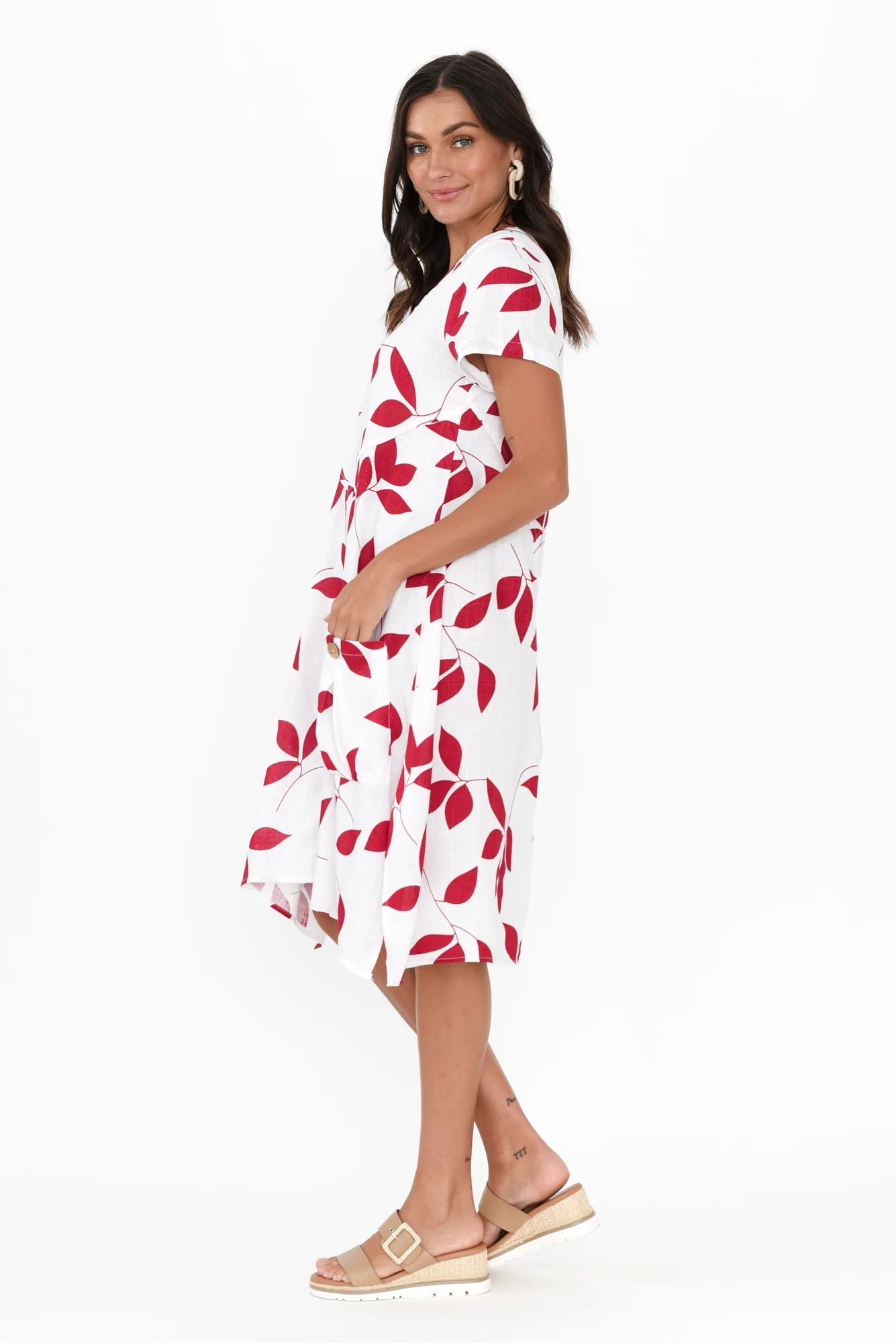 Bryant White Leaf Linen Cotton Dress