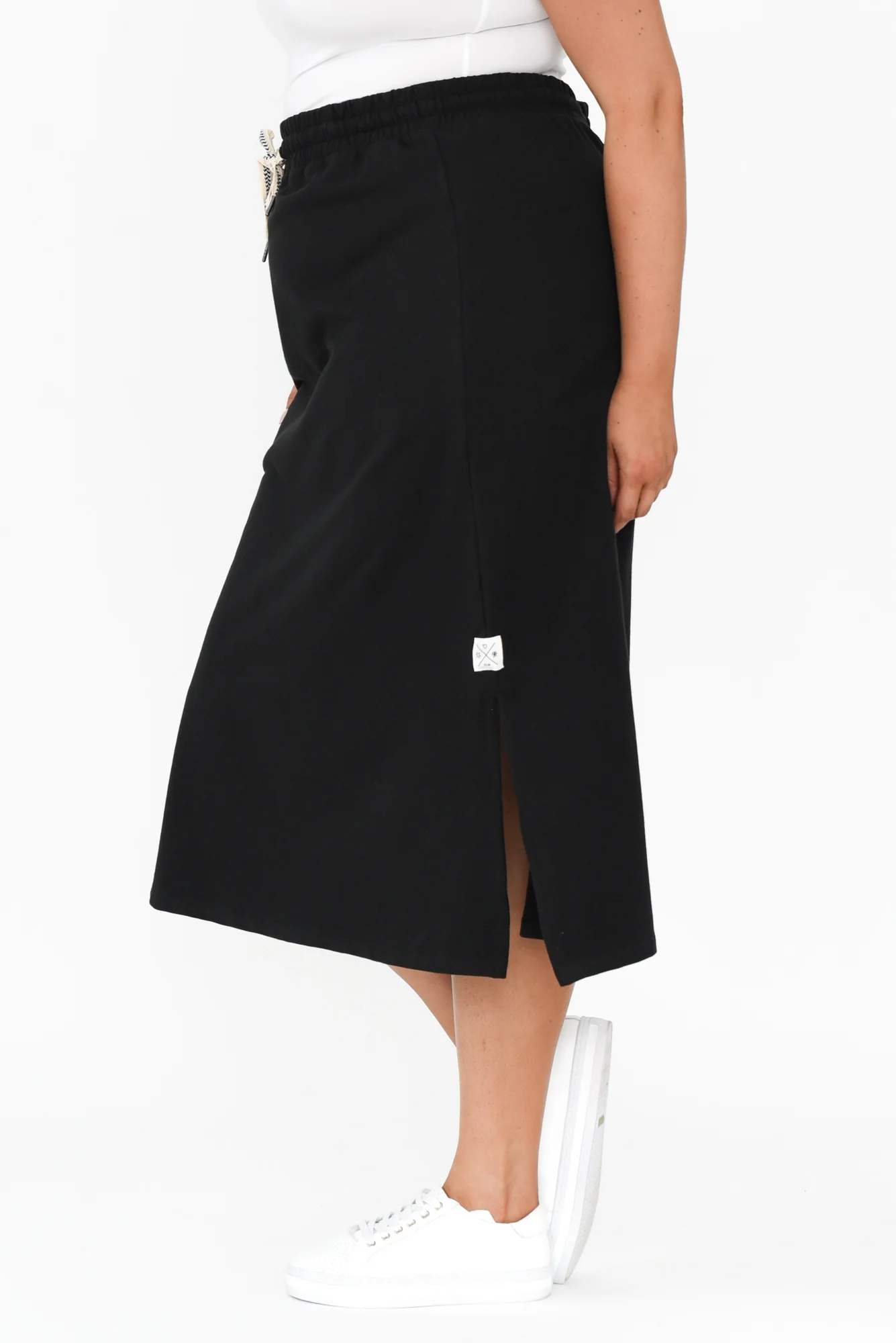 Travel Black Cotton Maxi Skirt