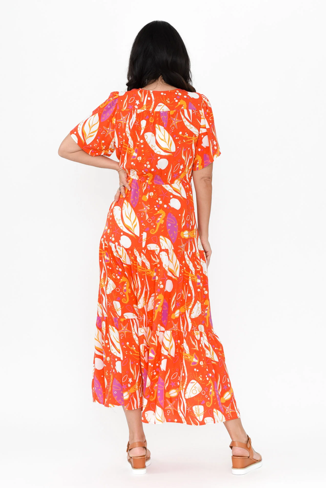 Mathilde Orange Sea Tier Dress