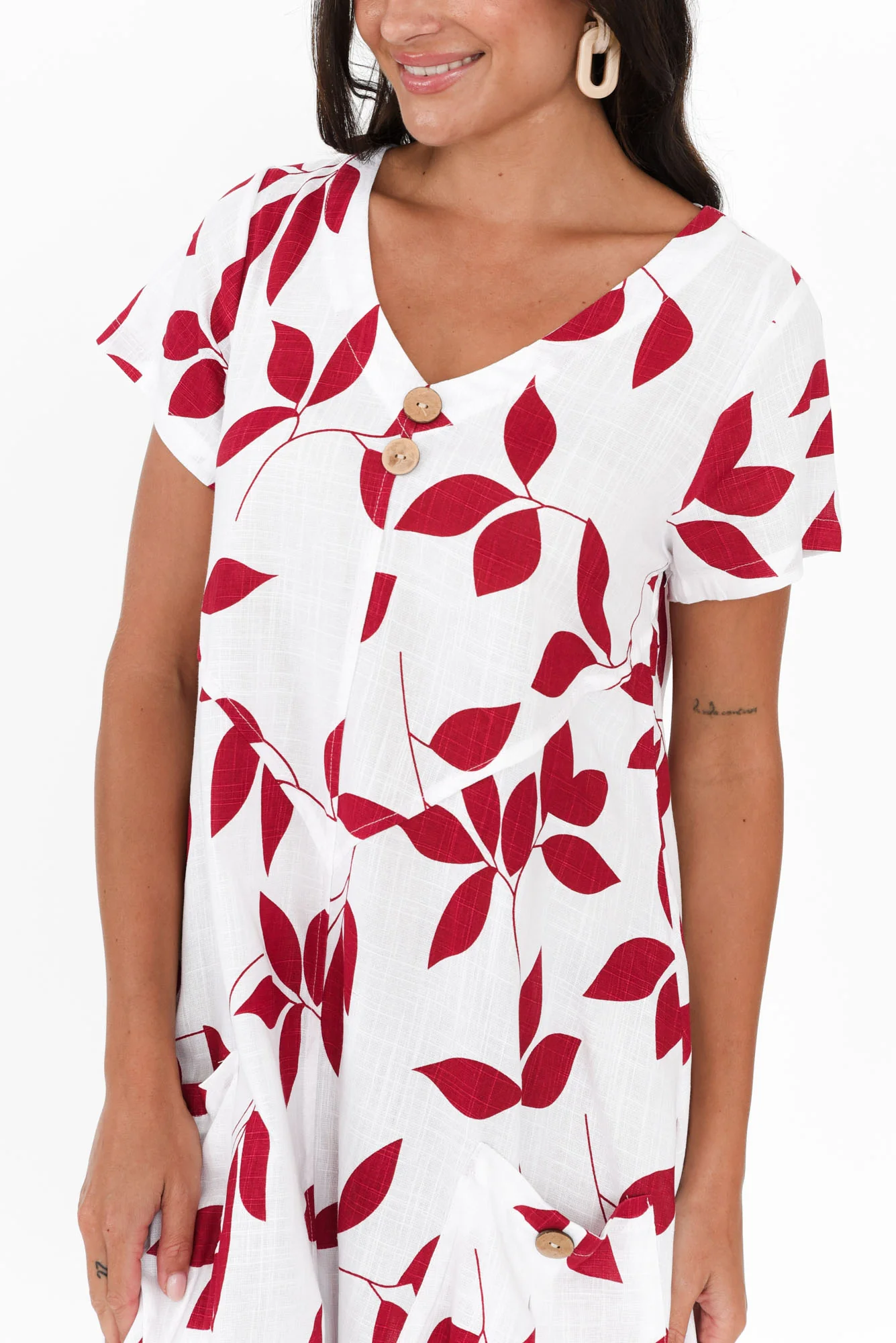 Bryant White Leaf Linen Cotton Dress