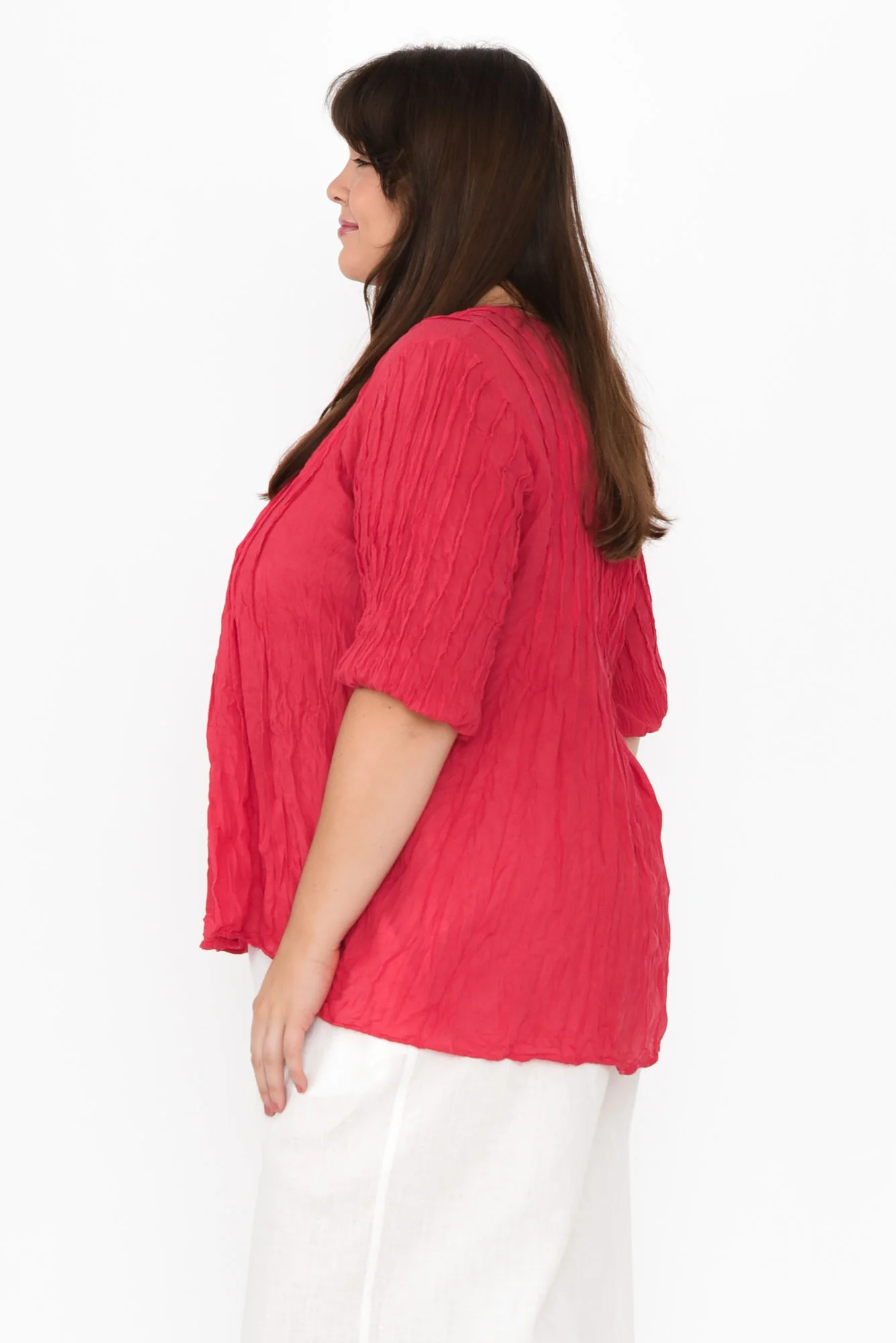 Selma Berry Crinkle Cotton Top