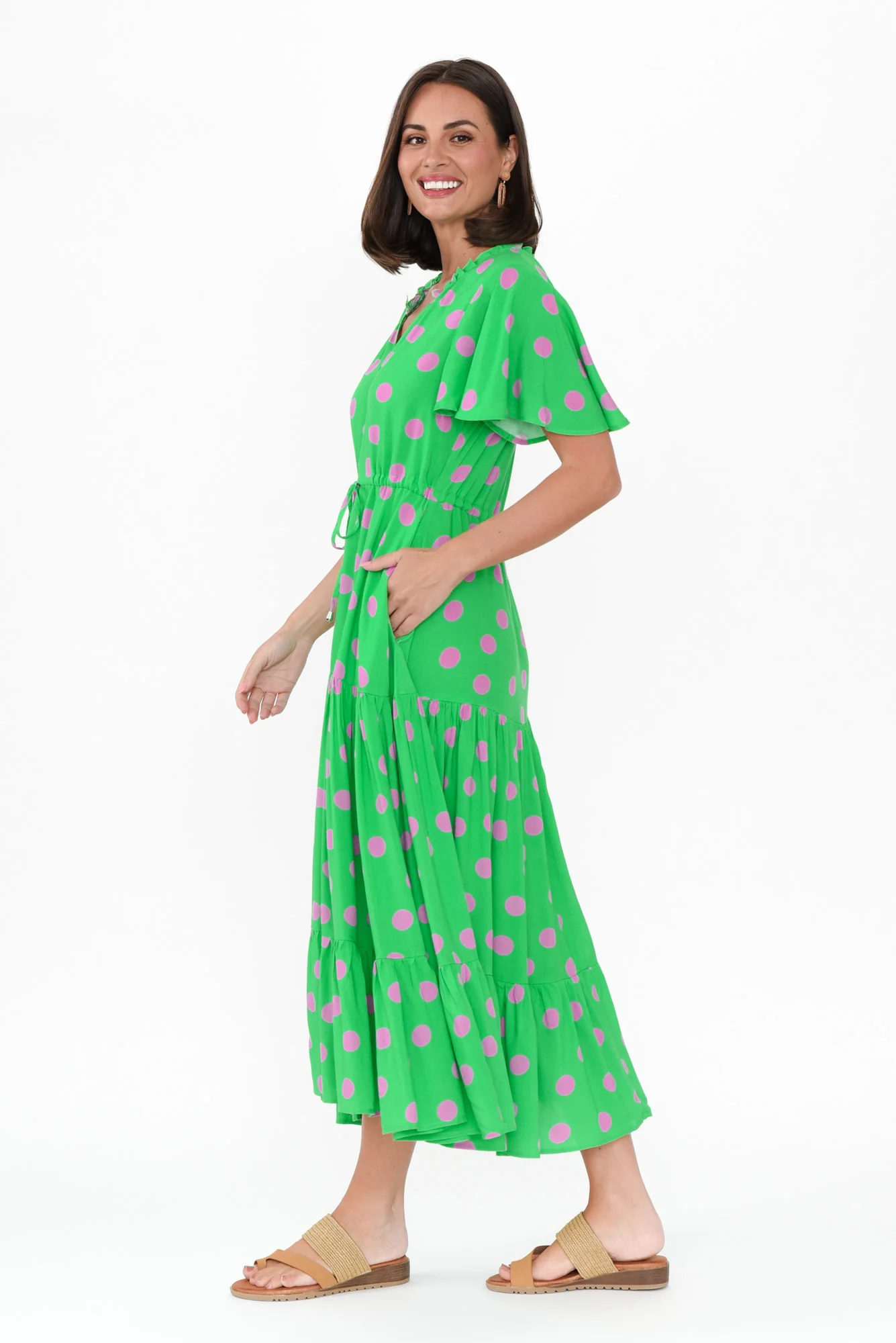 Lishka Green Spot Tie Dress
