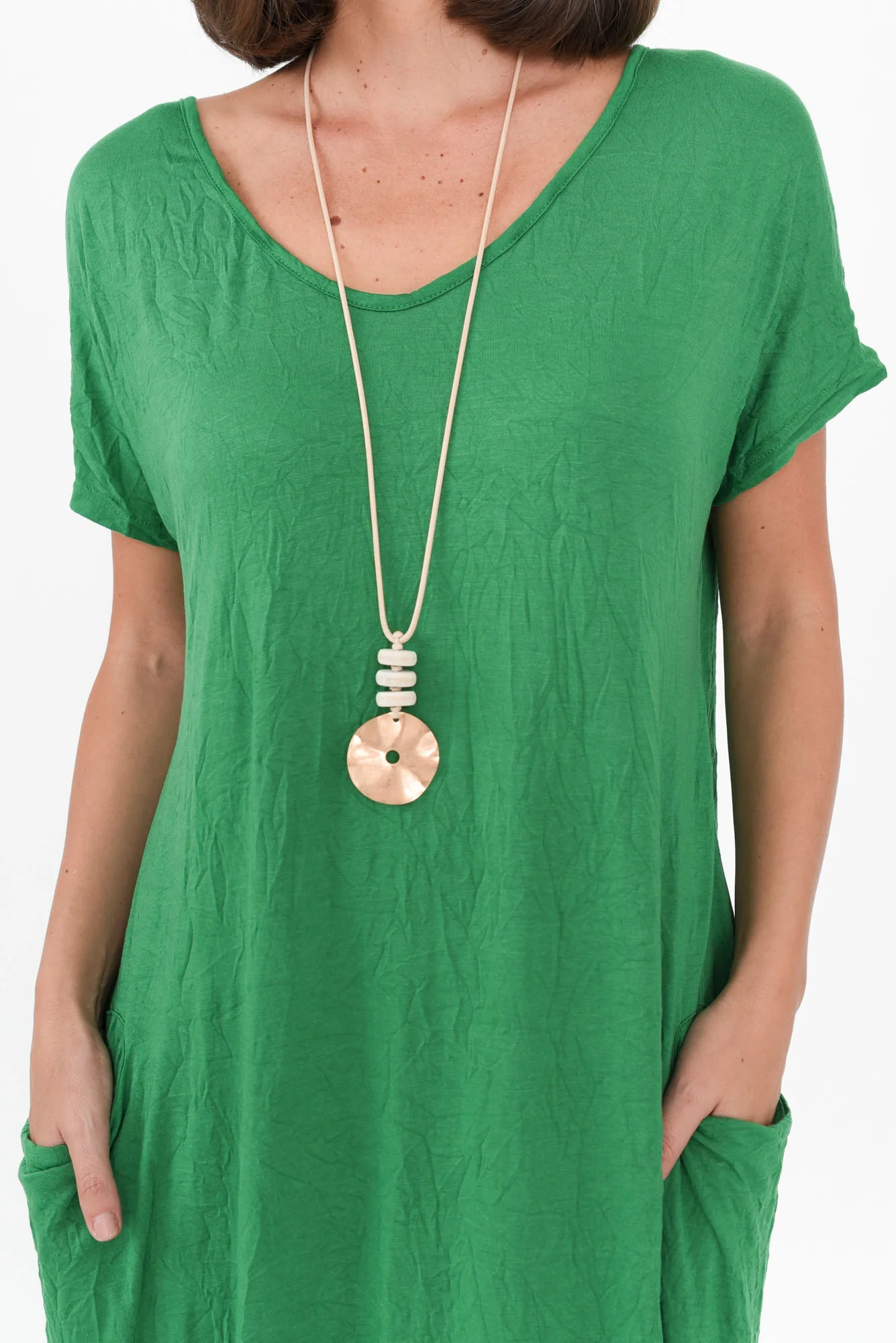 Travel Green Crinkle Cotton Maxi Dress