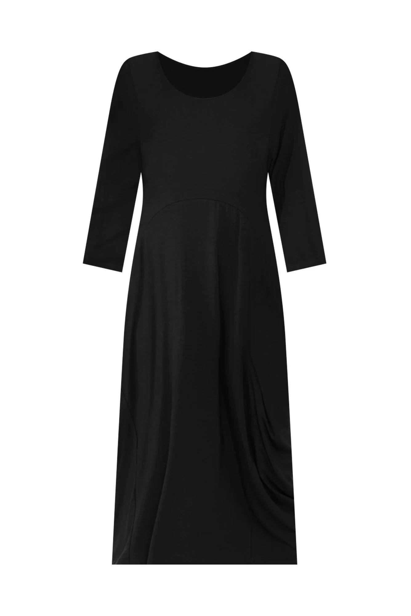 Glenda Black Sleeved Crescent Dress
