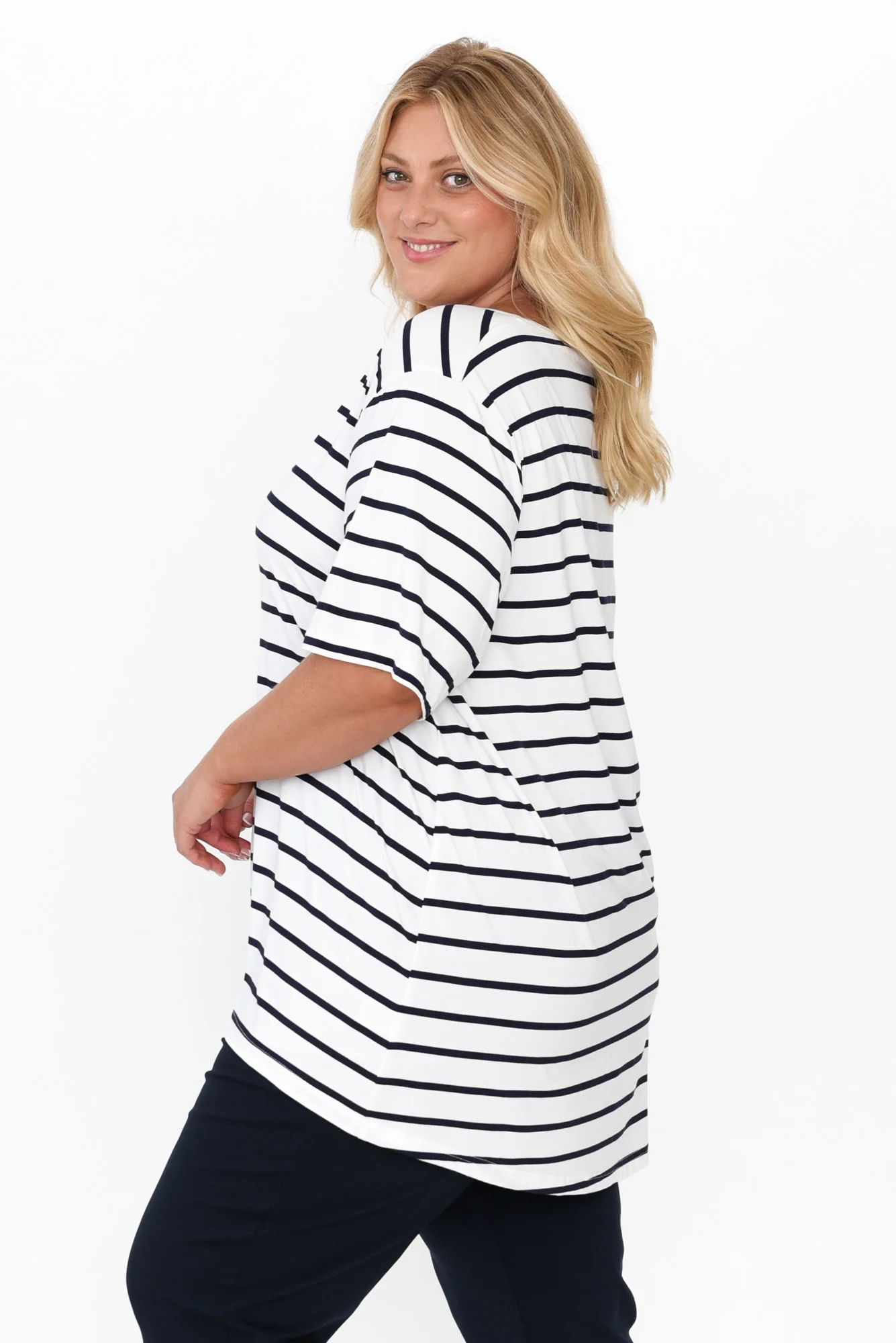 Novella White Stripe Bamboo Top