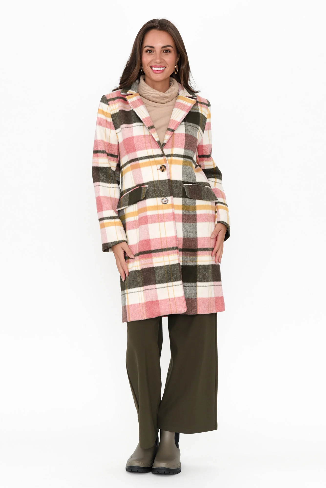 Blanche Blush Check Coat