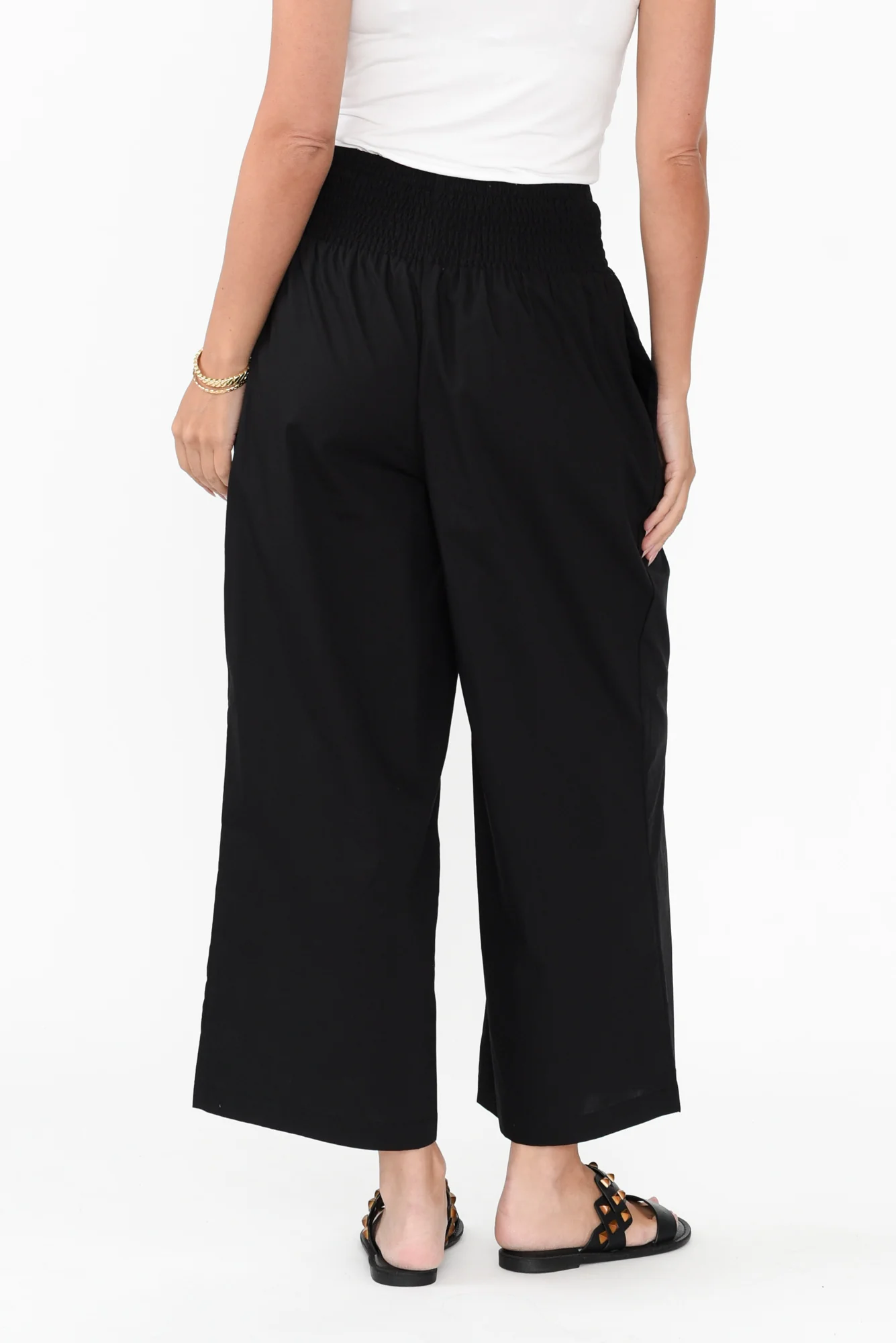 Sevilla Black Wide Leg Cotton Pants