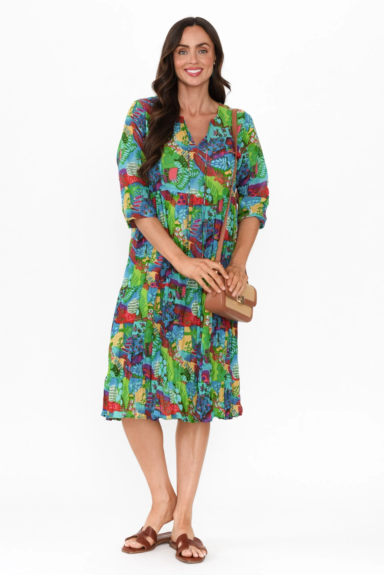 Milana Green Serenity Crinkle Cotton Dress