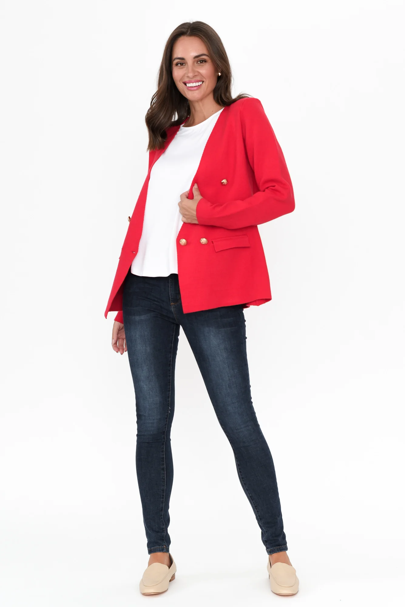 Beverly Red Knit Blazer Cardigan