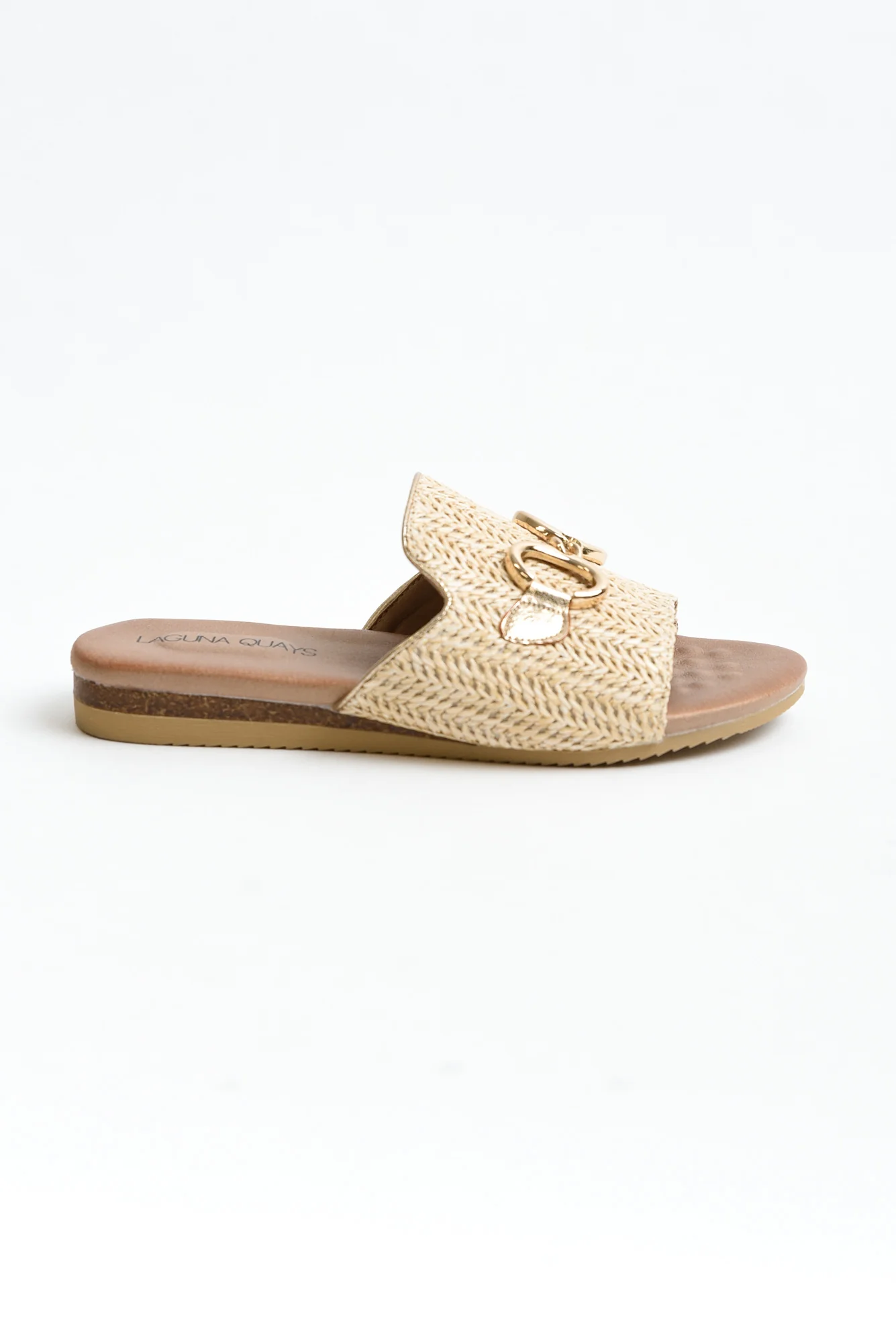 Kandy Beige Raffia Buckle Slide