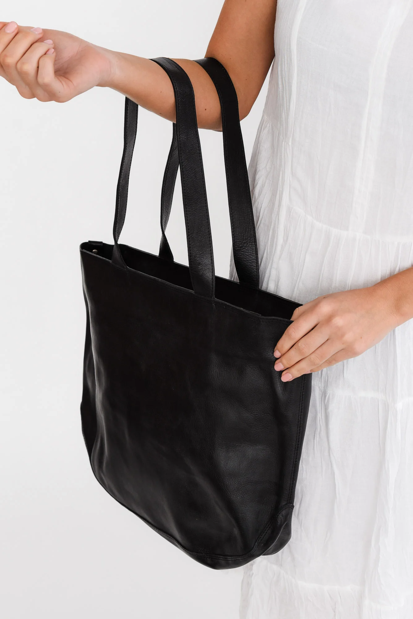 Fenna Black Leather Tote