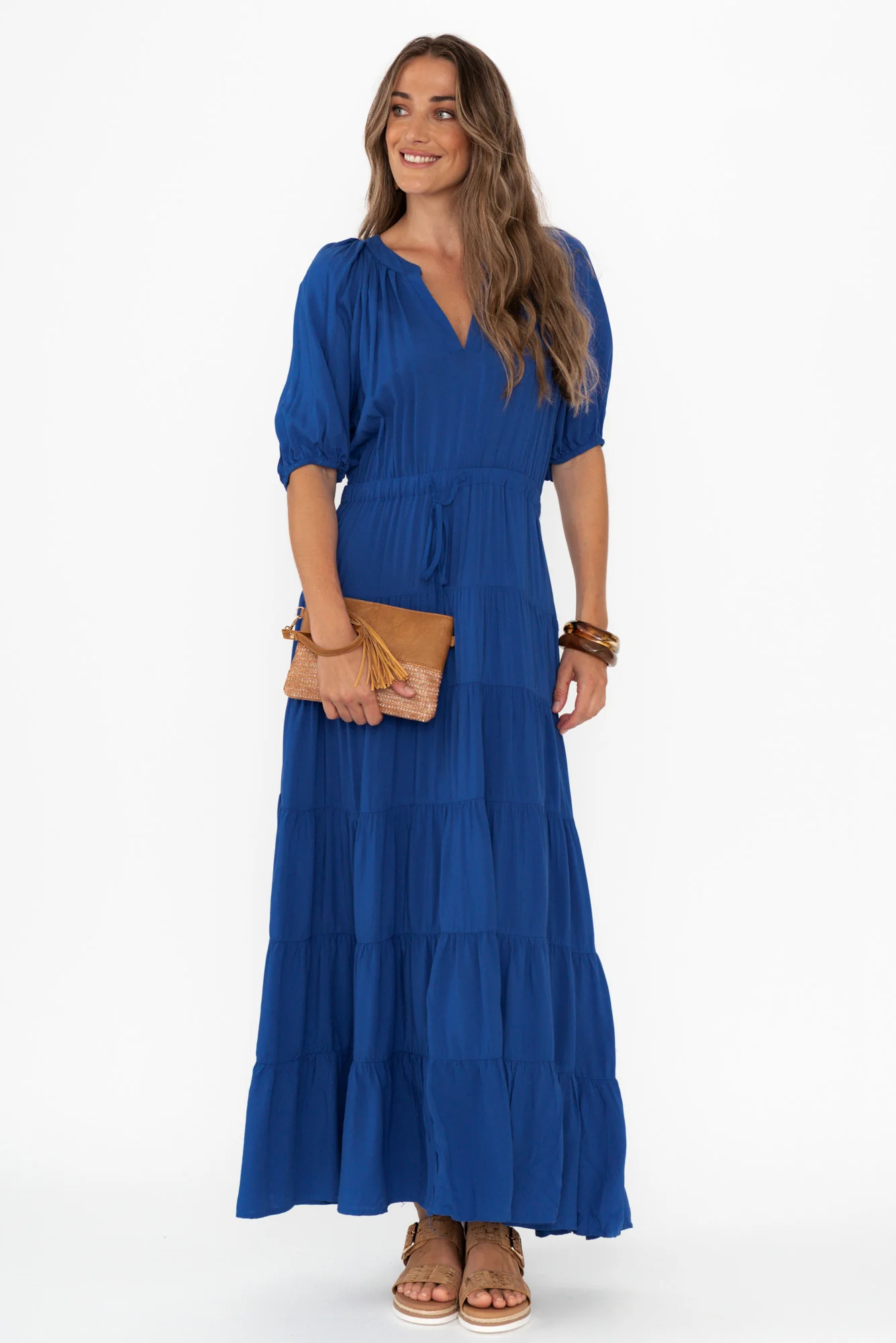 Aleja Cobalt Drawstring Tier Dress