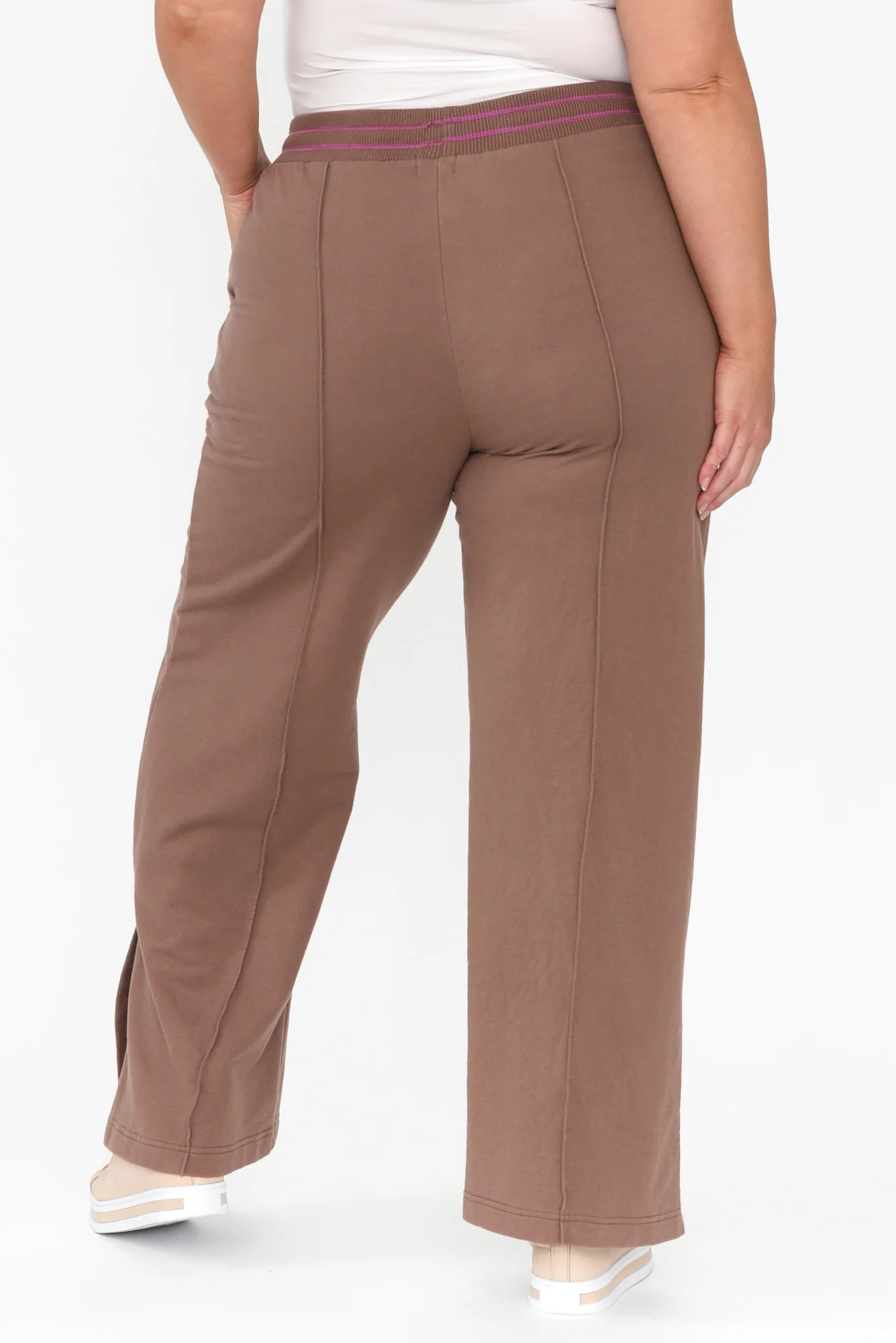 Kyla Brown Cotton Blend Wide Leg Pants