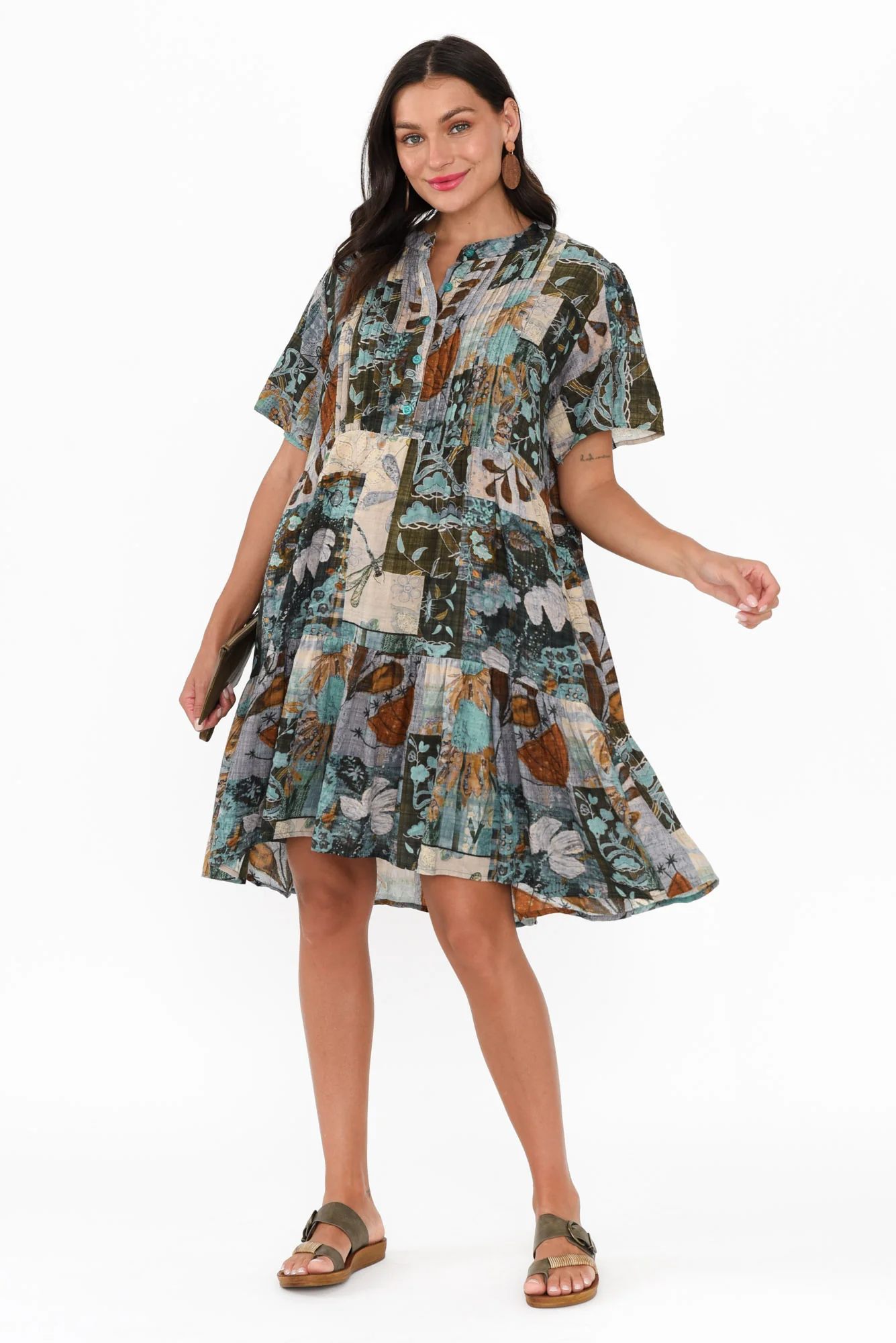 Dora Blue Floral Pleated Dress