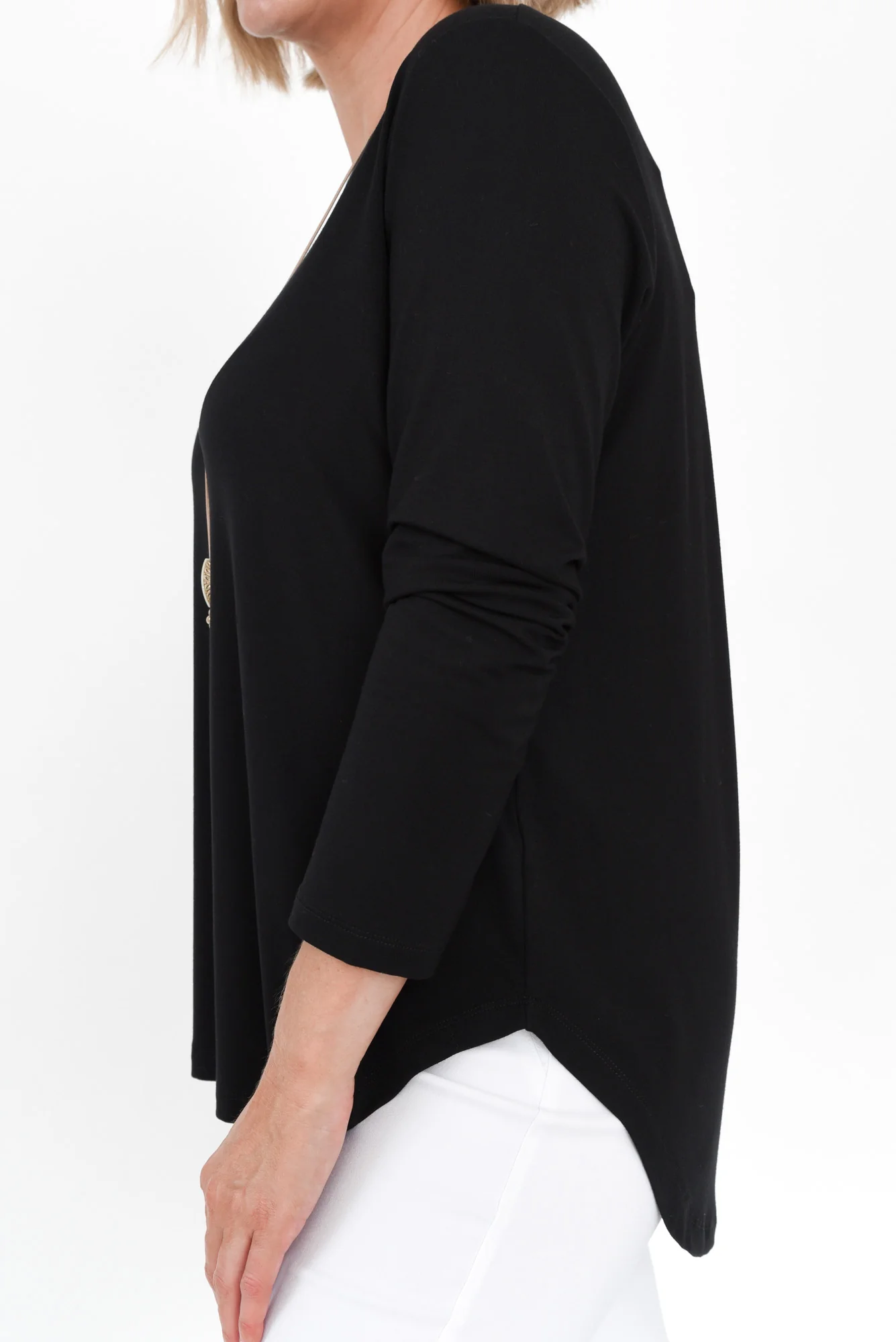 Adele Black Long Sleeve Bamboo Tee