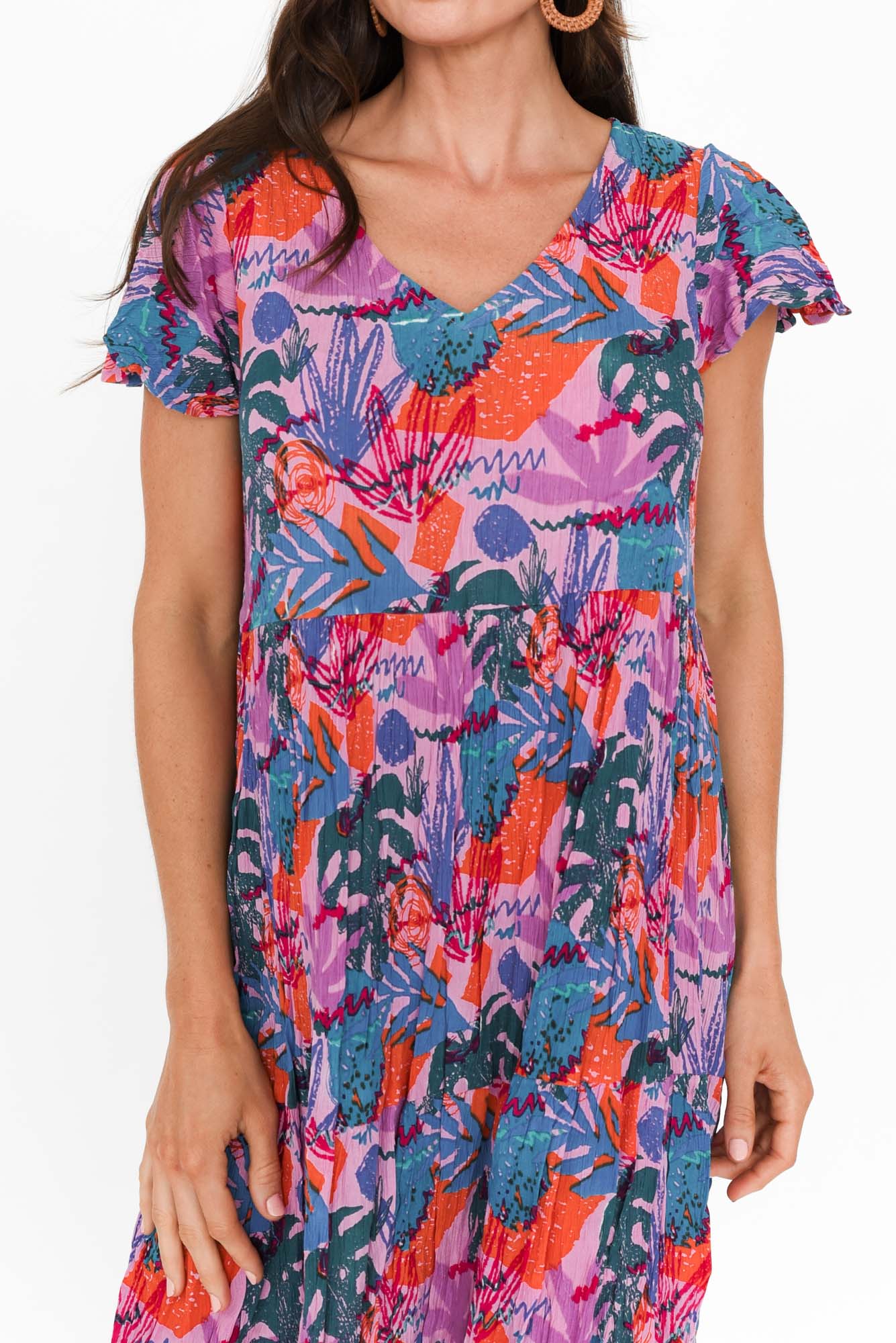 Azalea Purple Bloom Crinkle Dress