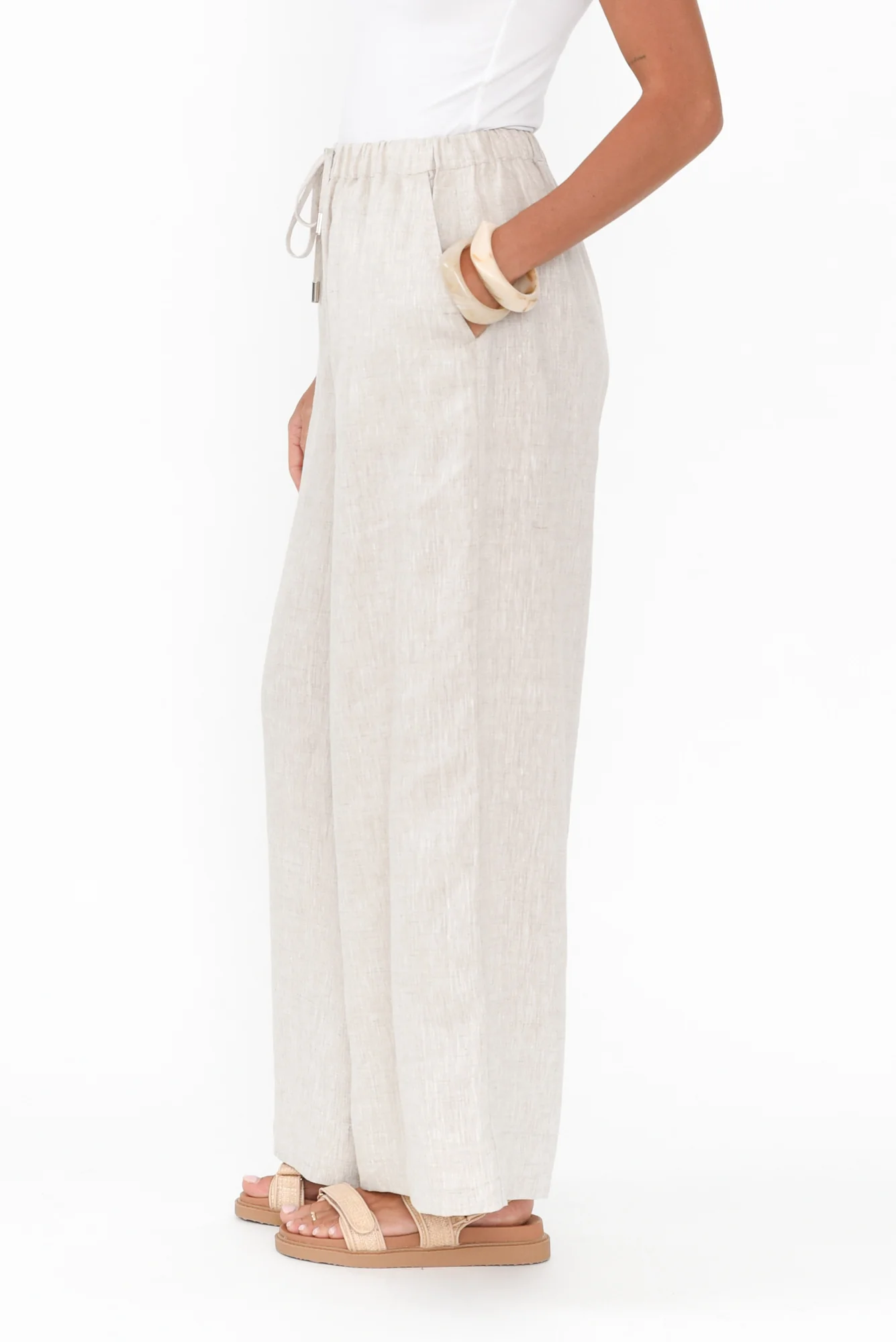 Jimmie Natural Linen Tie Pants