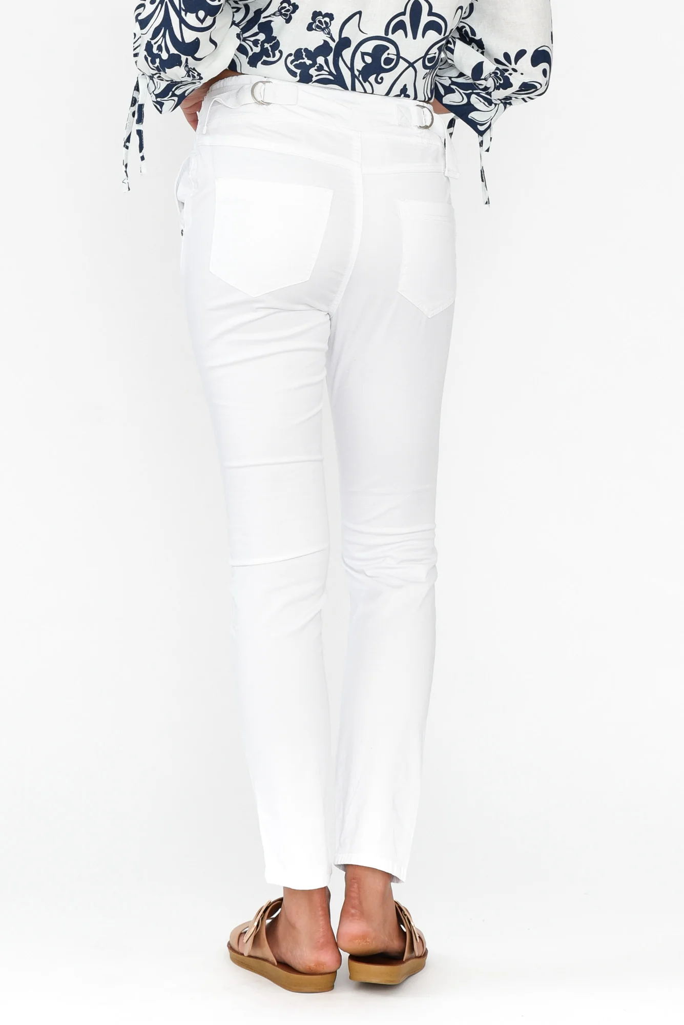 Ida White Cotton Stretch Pants