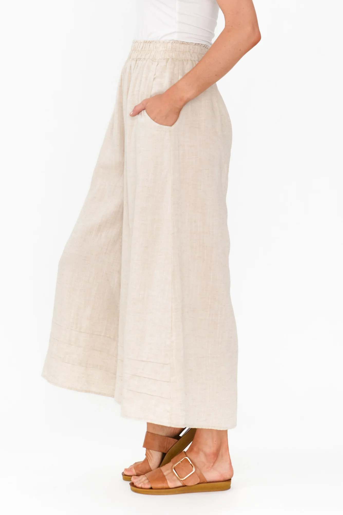 Kaleo Beige Linen Blend Pants