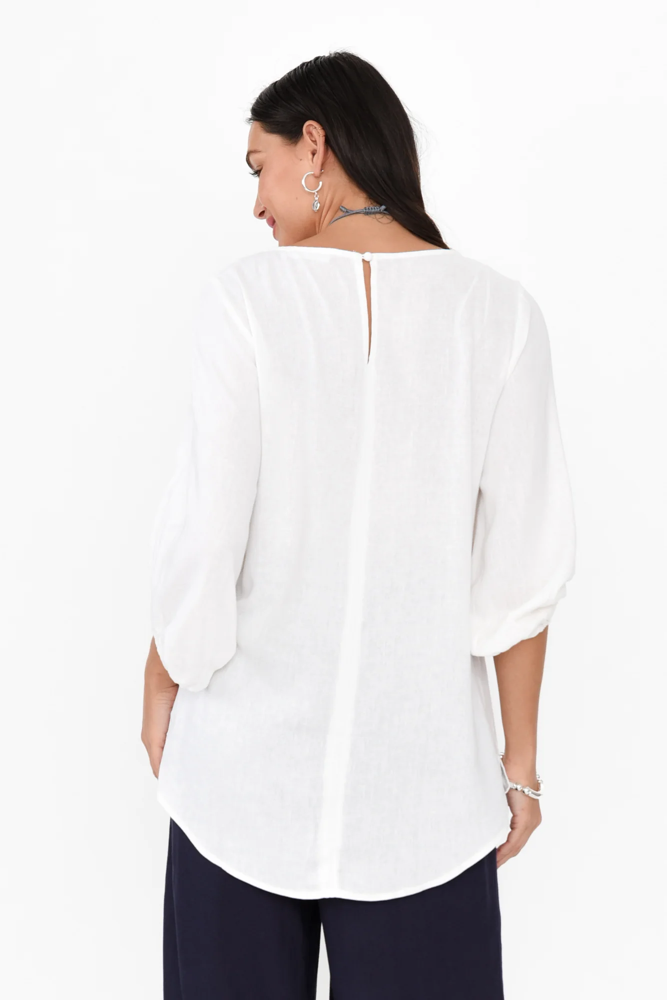 Elanora White Linen Blend Top