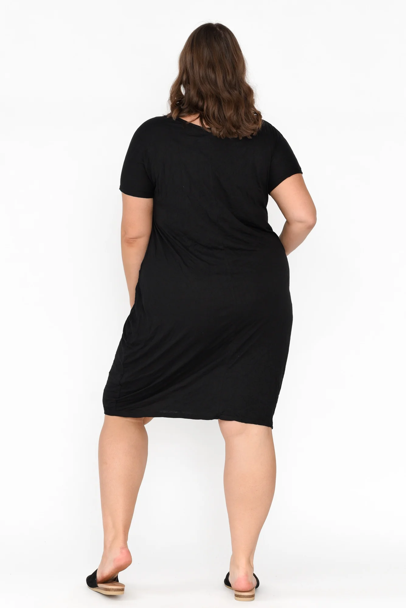 Travel Black Crinkle Cotton Dress