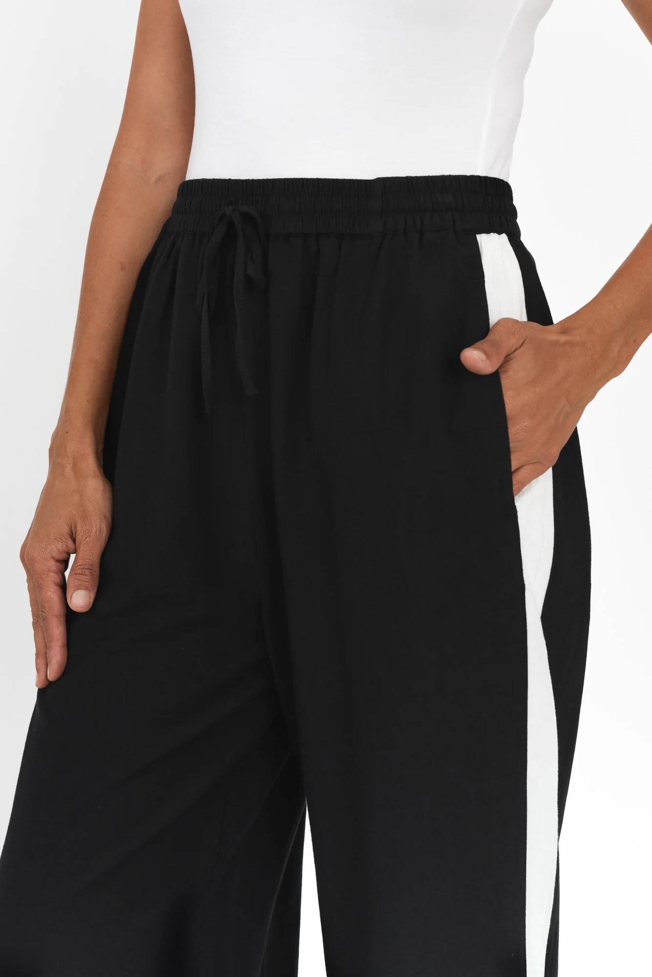 Francis Black Stripe Drawstring Pants