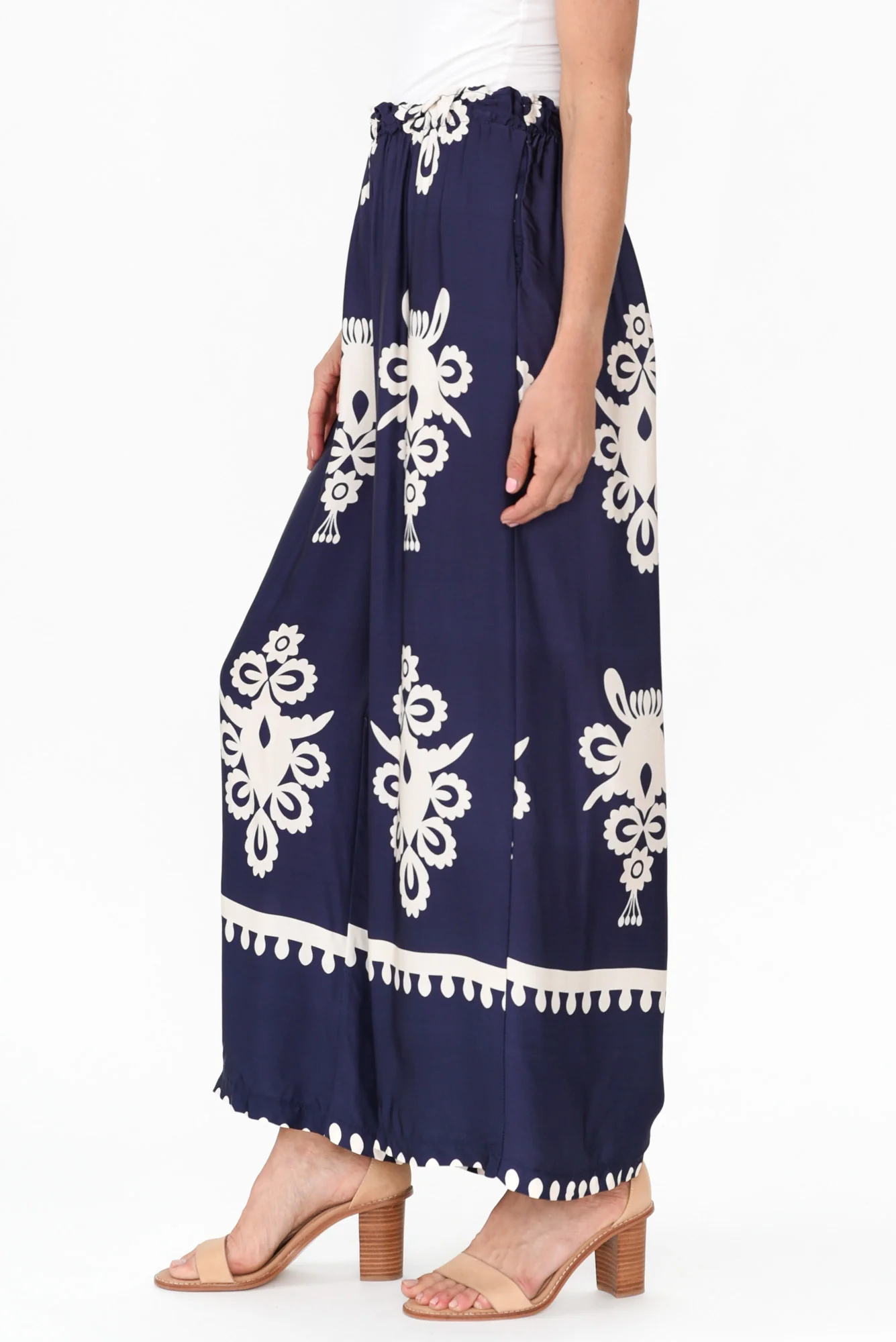 Kestrel Navy Abstract Silk Blend Pants