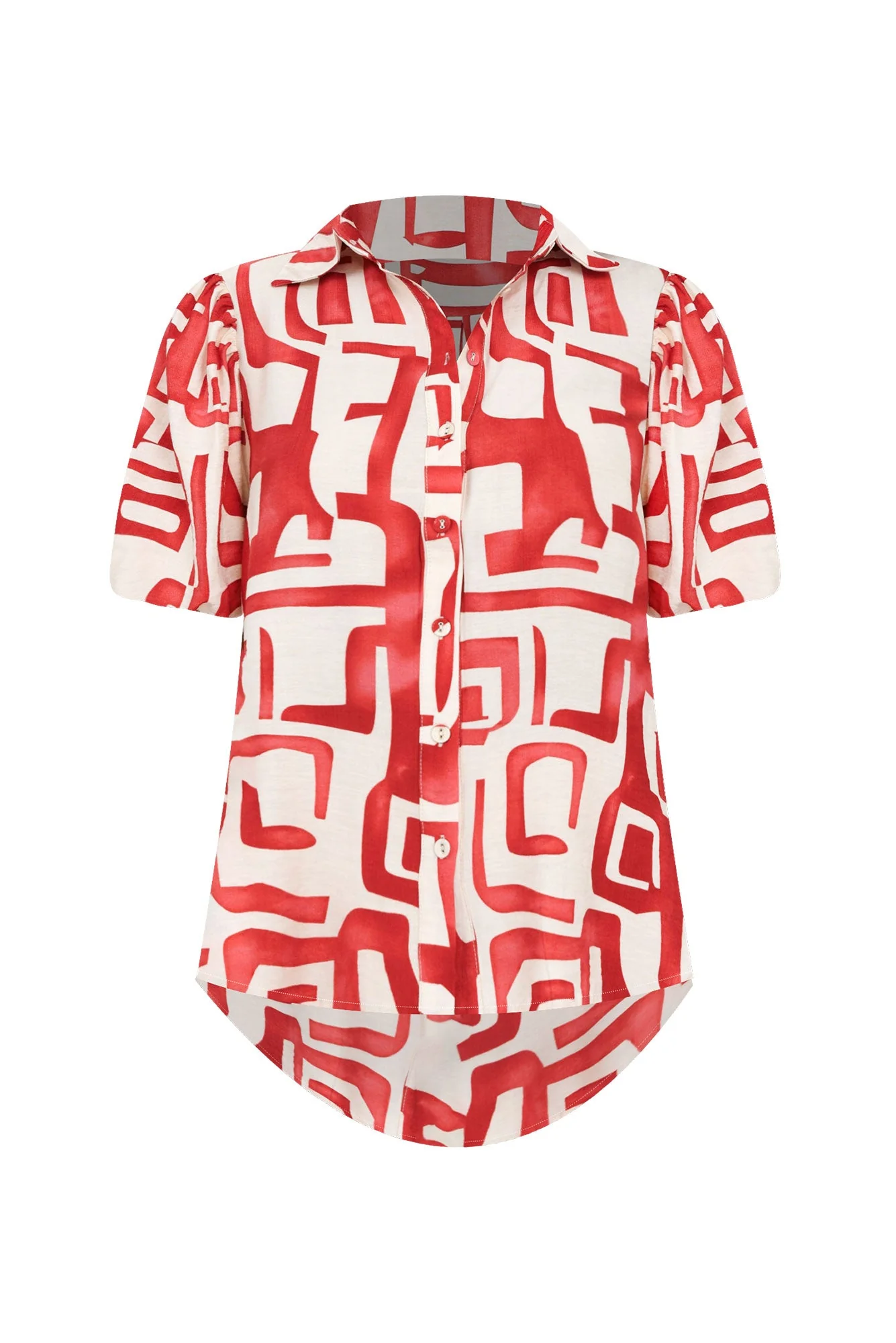 Eileen Red Abstract Collared Shirt