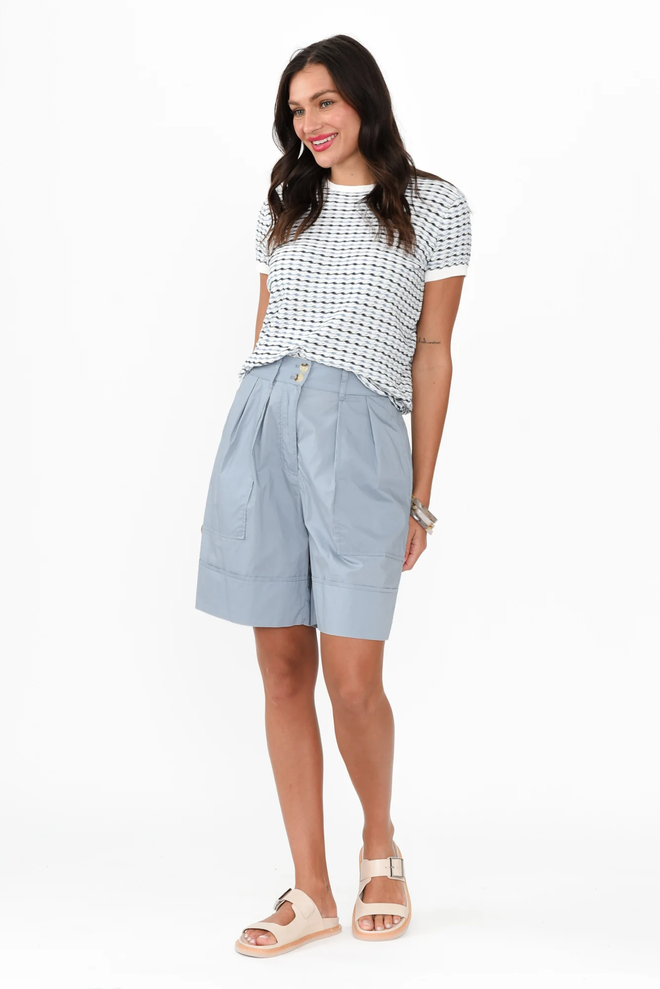 Harlyn Light Blue Cotton Shorts
