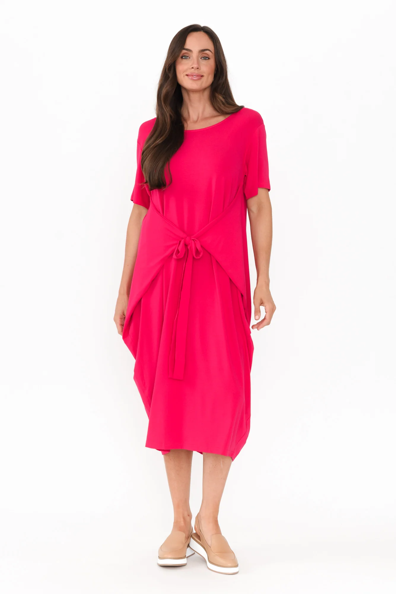 Tidal Raspberry Layered Bamboo Dress
