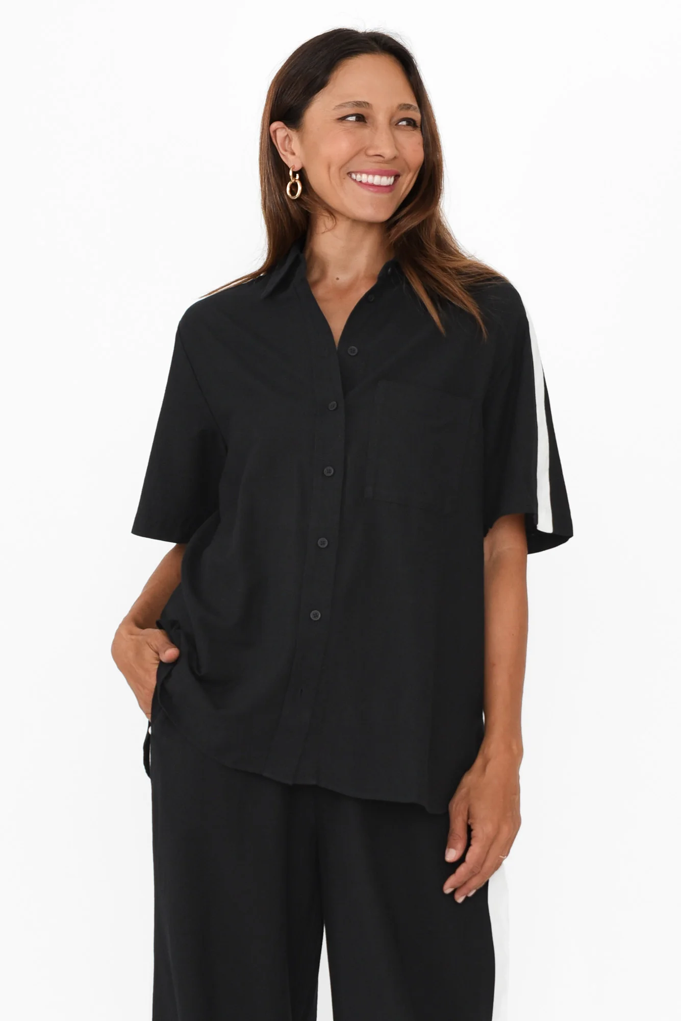 Francis Black Stripe Pocket Shirt