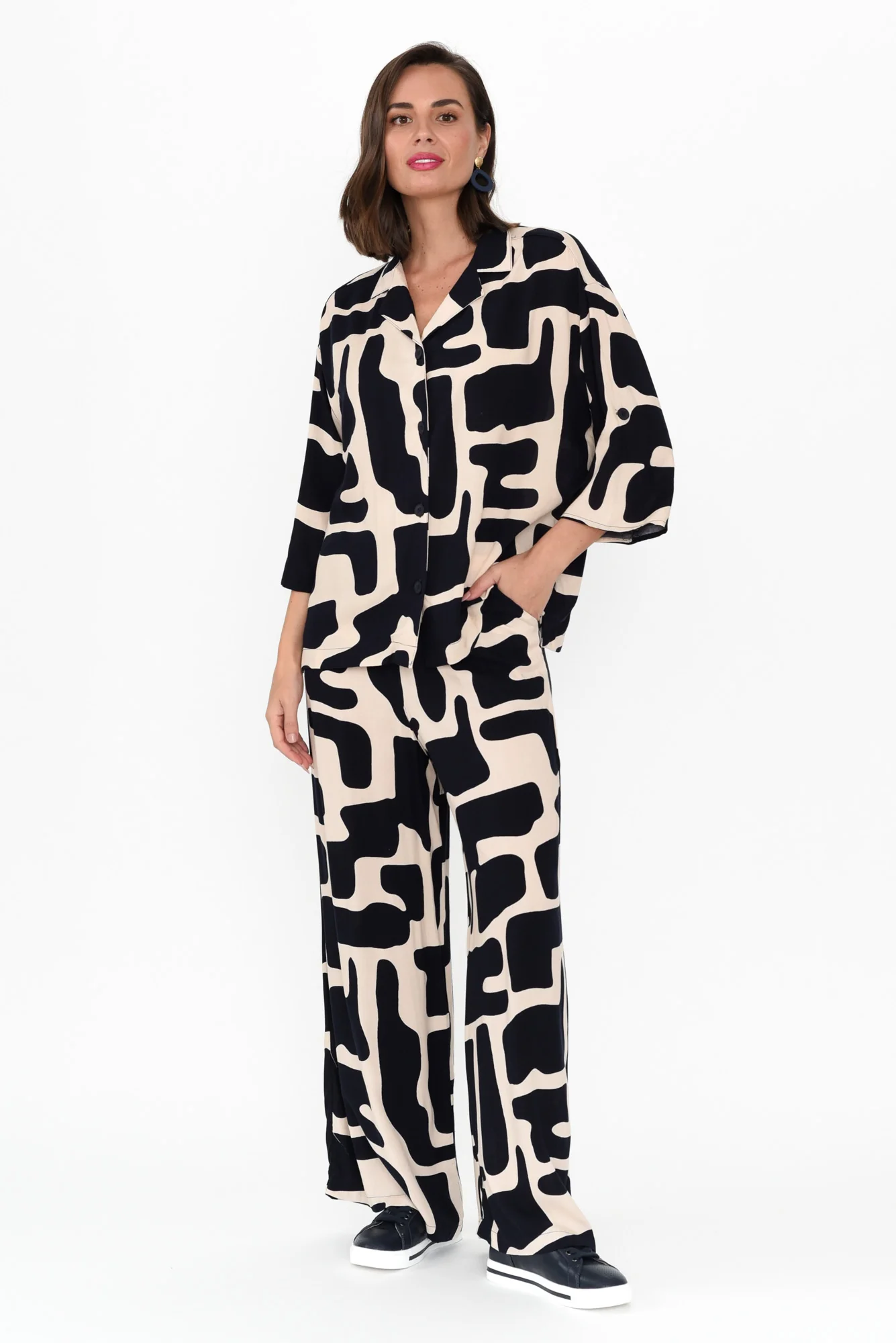 Cath Dark Navy Geo Pocket Pants