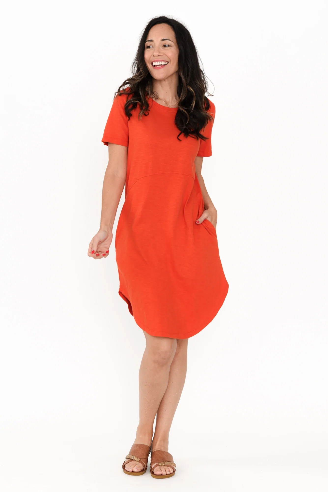 Bay Orange Cotton Tee Dress