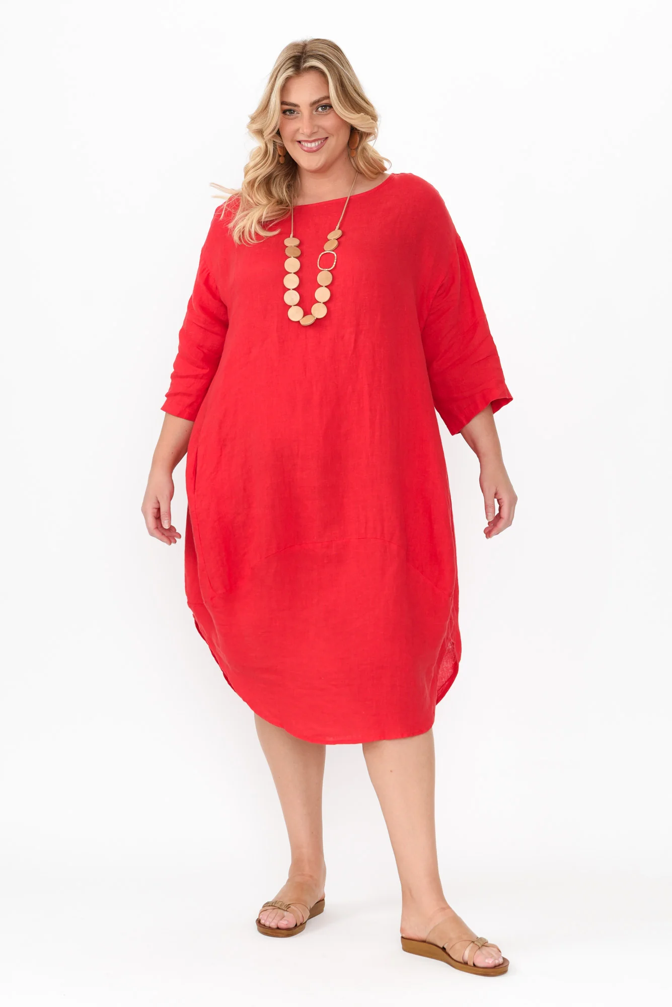 Kana Red Linen Dress