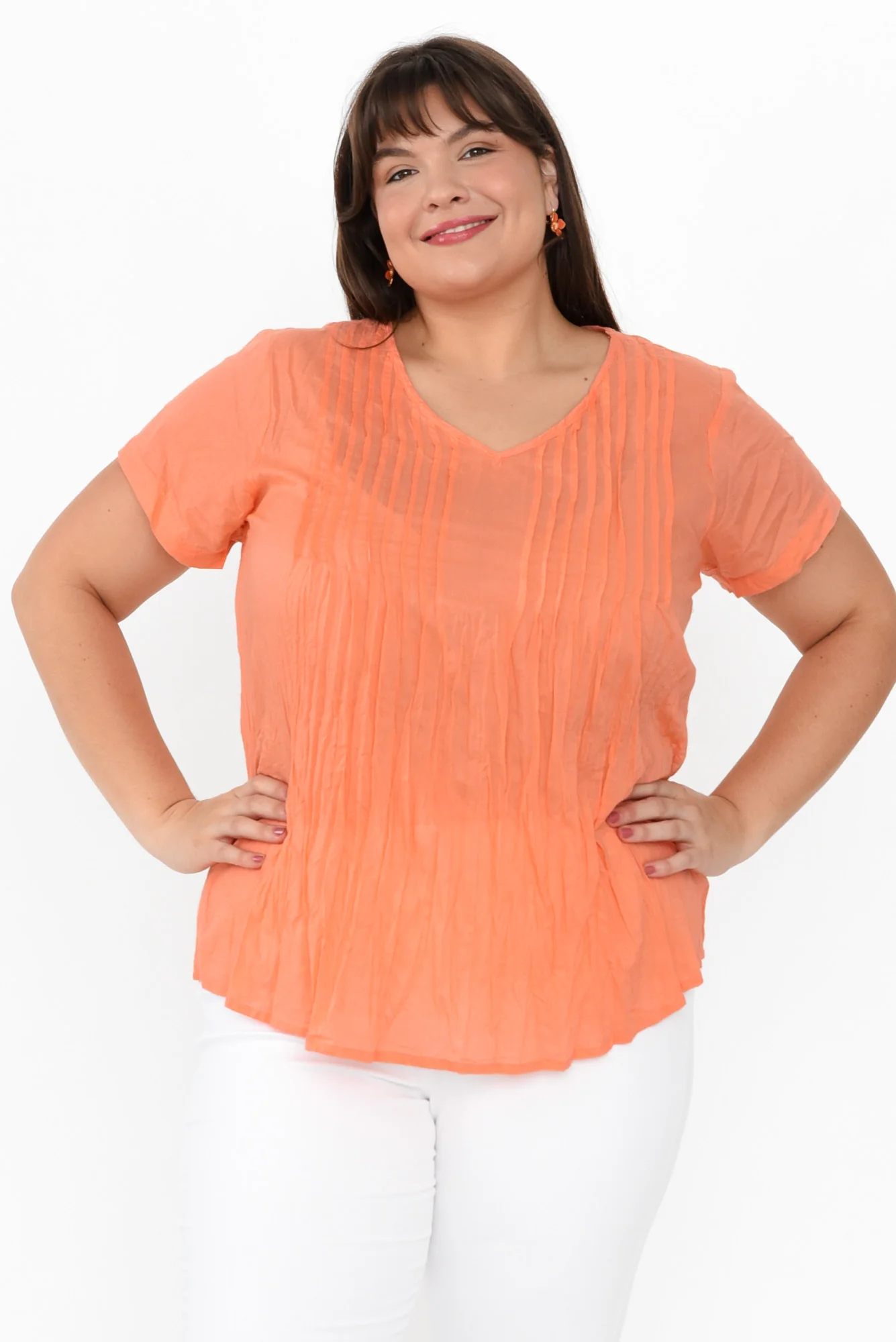 Fia Peach Crinkle Cotton Top