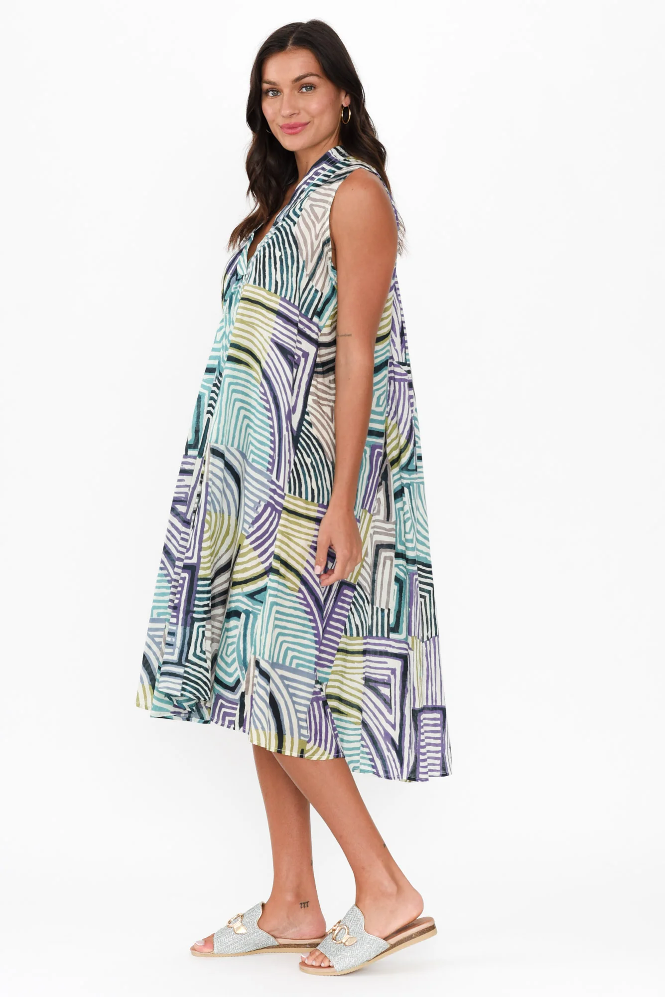 Claudia Green Ripple Cotton Dress