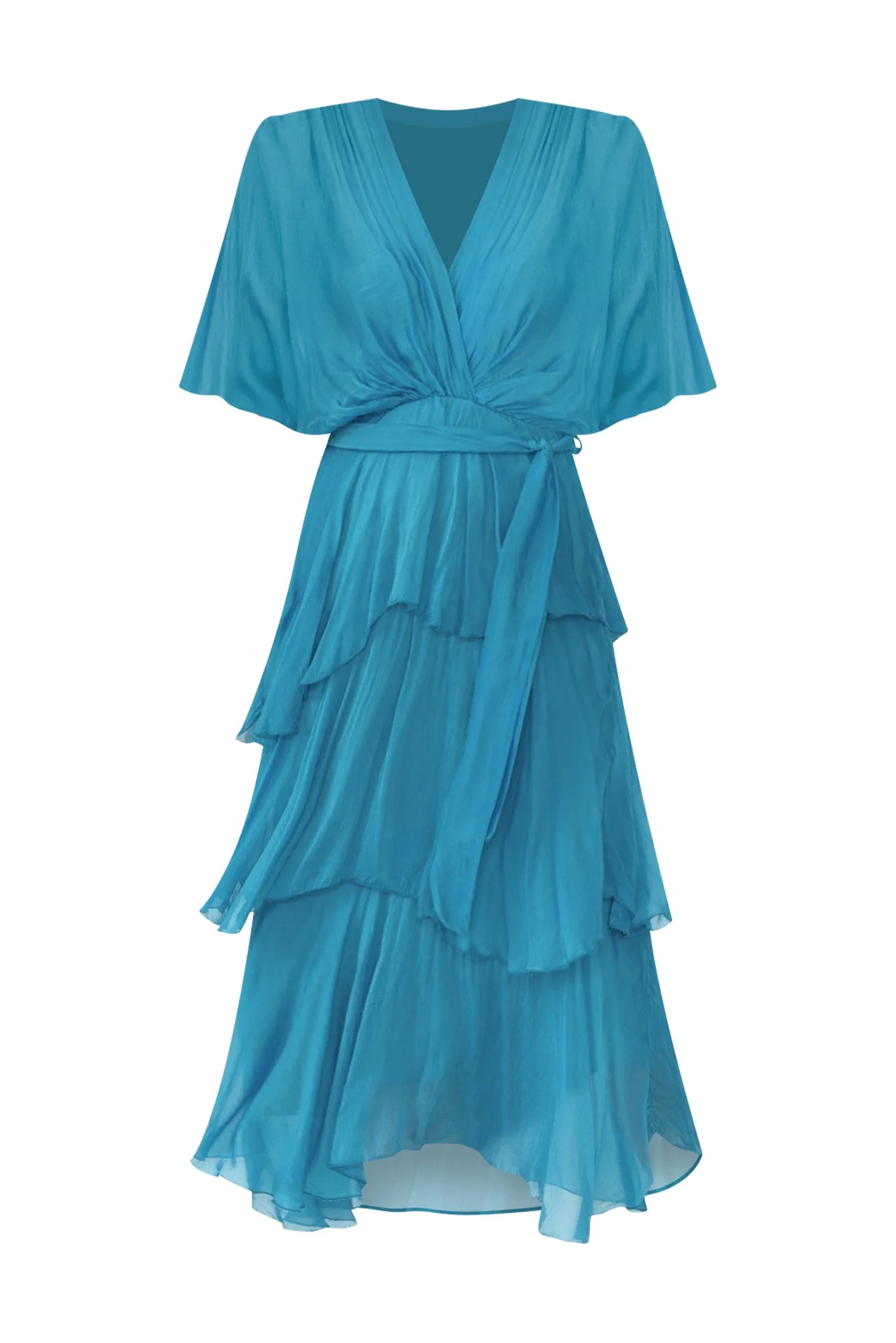 Natalie Teal Silk Layer Dress
