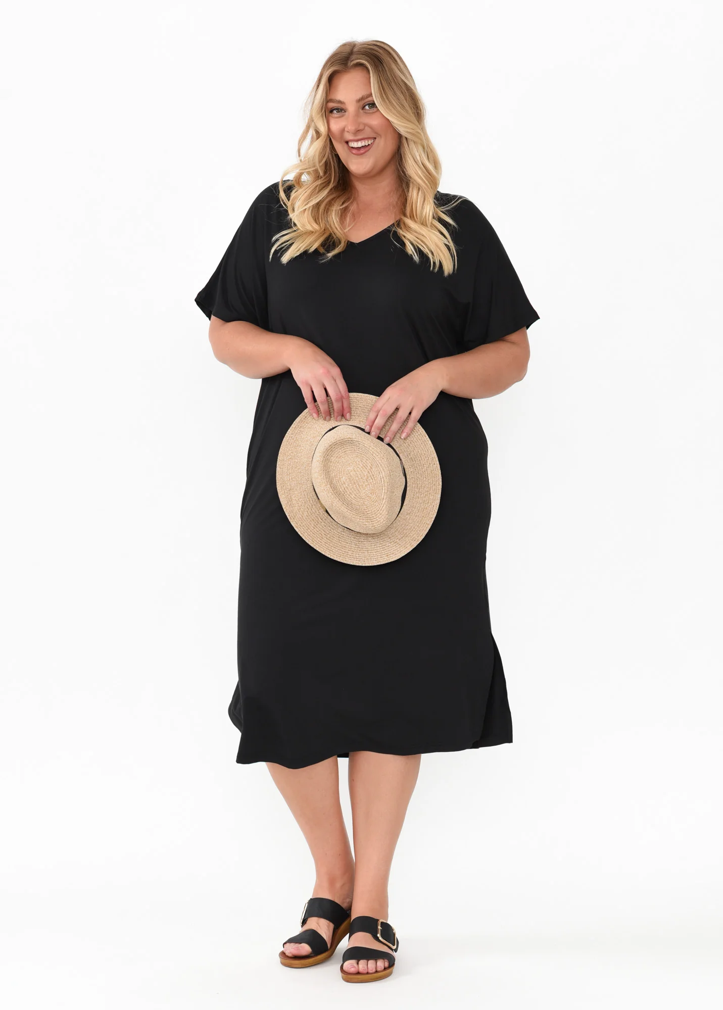 Dennis Black Bamboo V Neck Dress