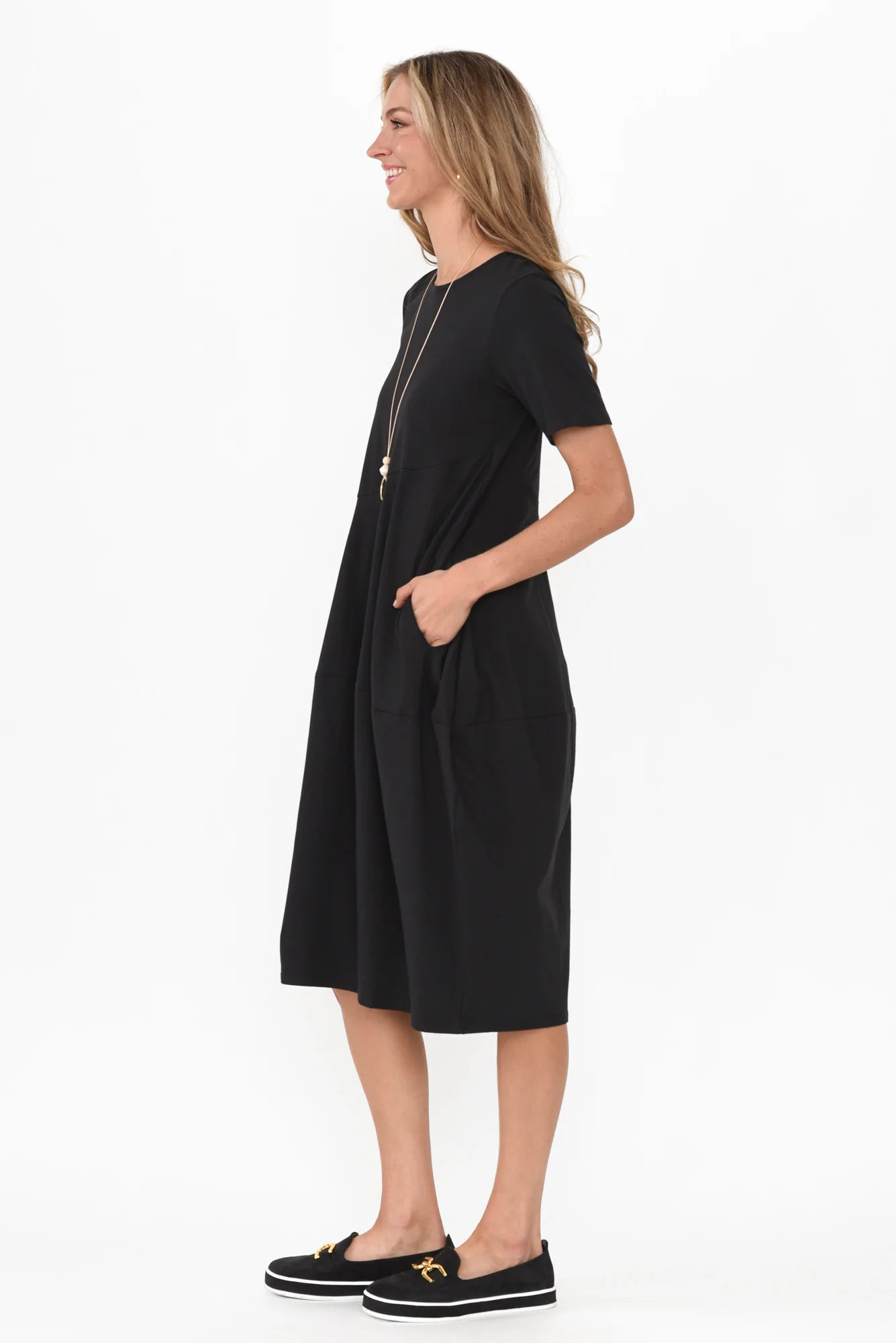 Morgan Black Diagonal Seam Dress