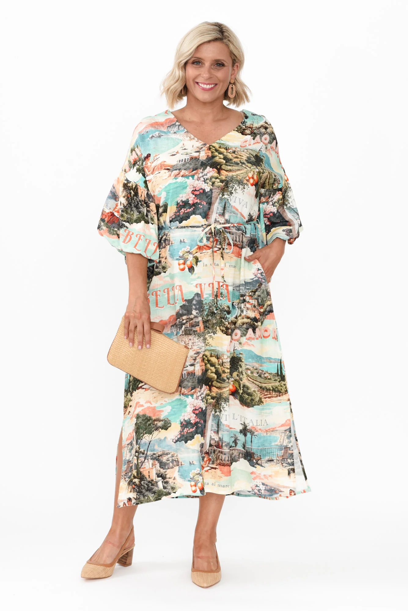 Envy Blue Island Linen Blend Dress