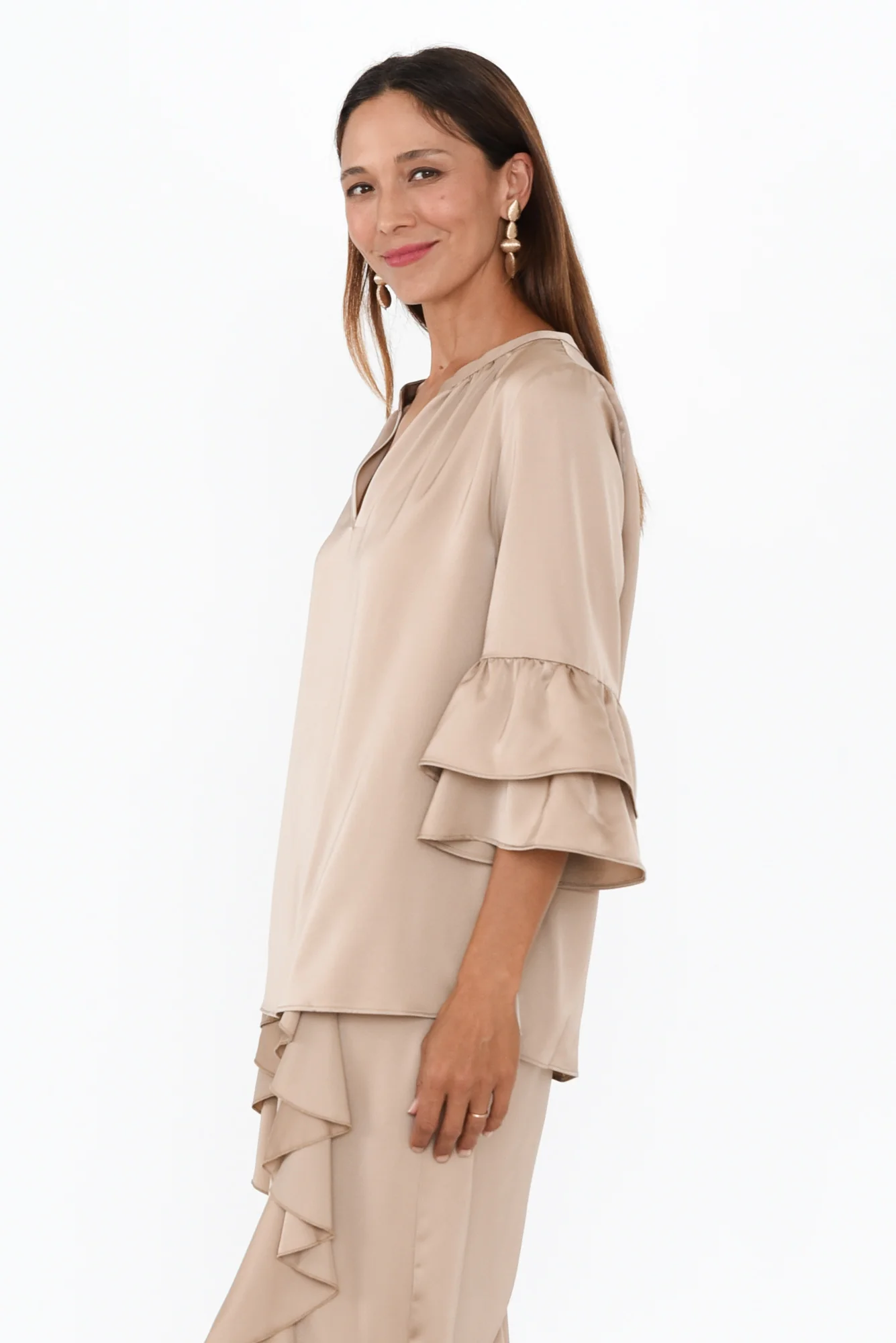 Dancer Taupe Frill Top