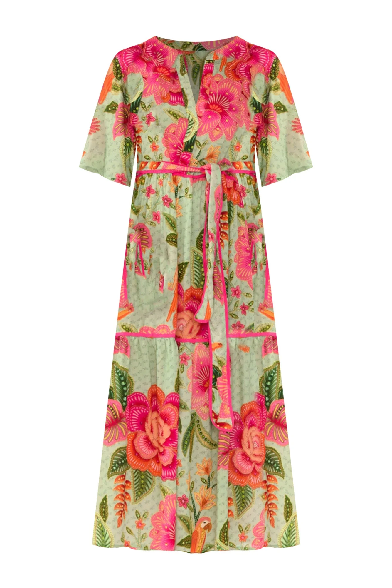 Lyn Green Floral Tie Dress