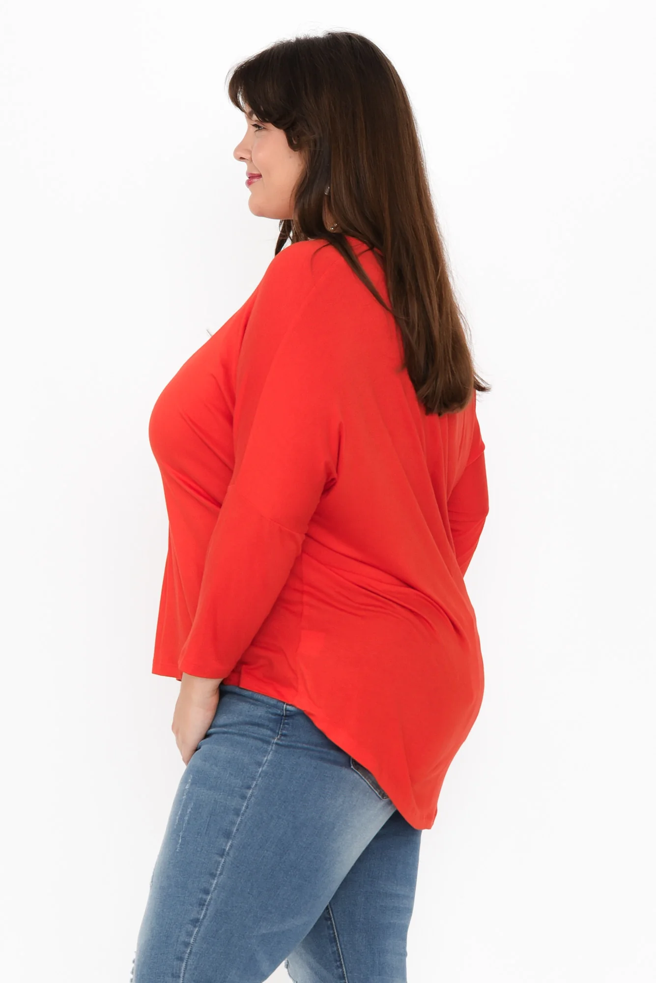 Red Milan 3/4 Sleeve Top