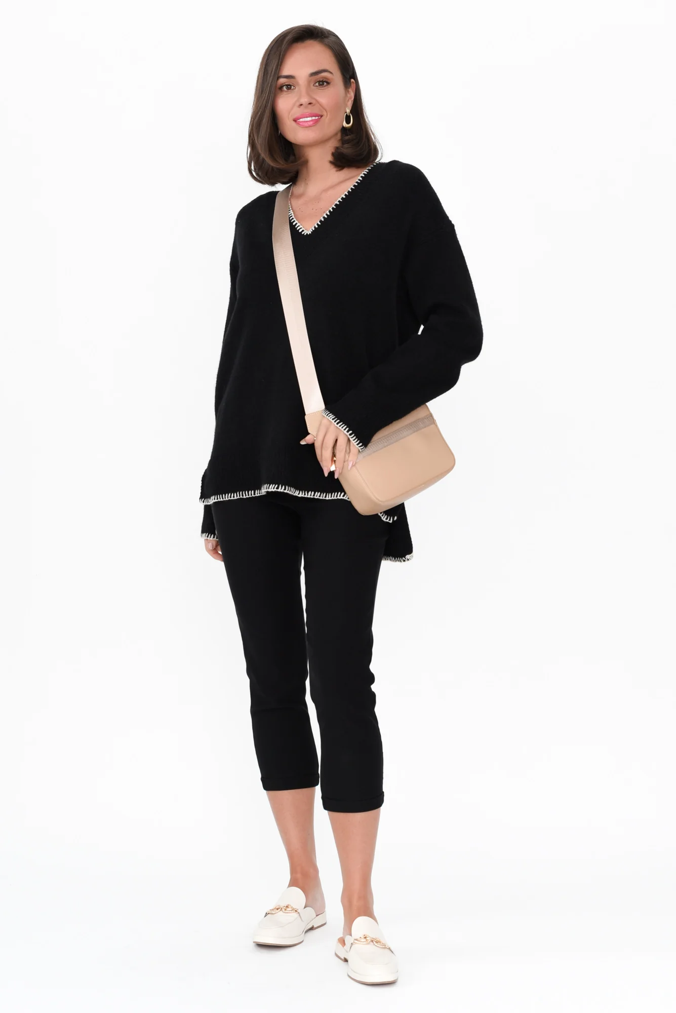 Garrick Black Trim Knit Jumper