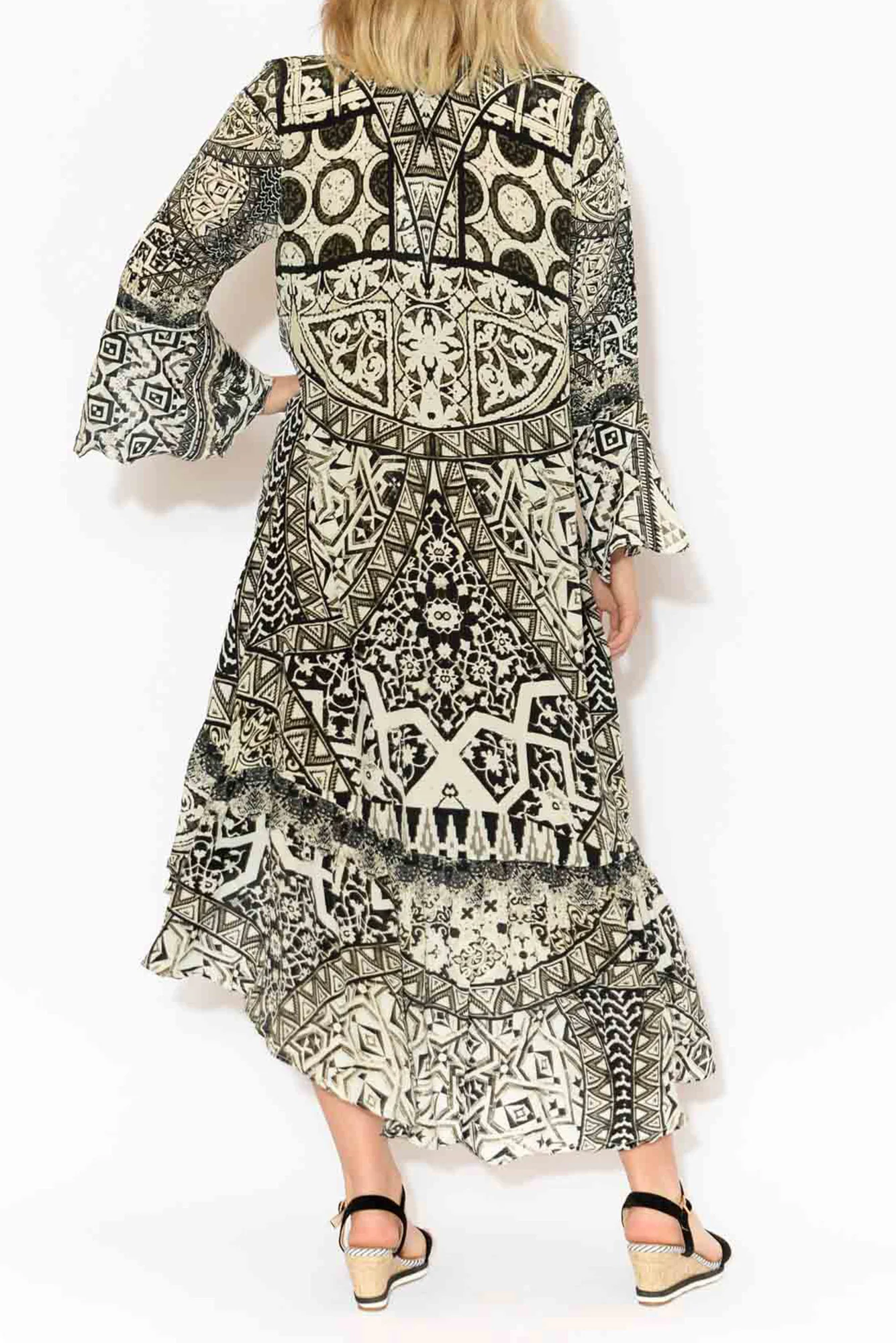 Flora Grey Silk Frill Dress