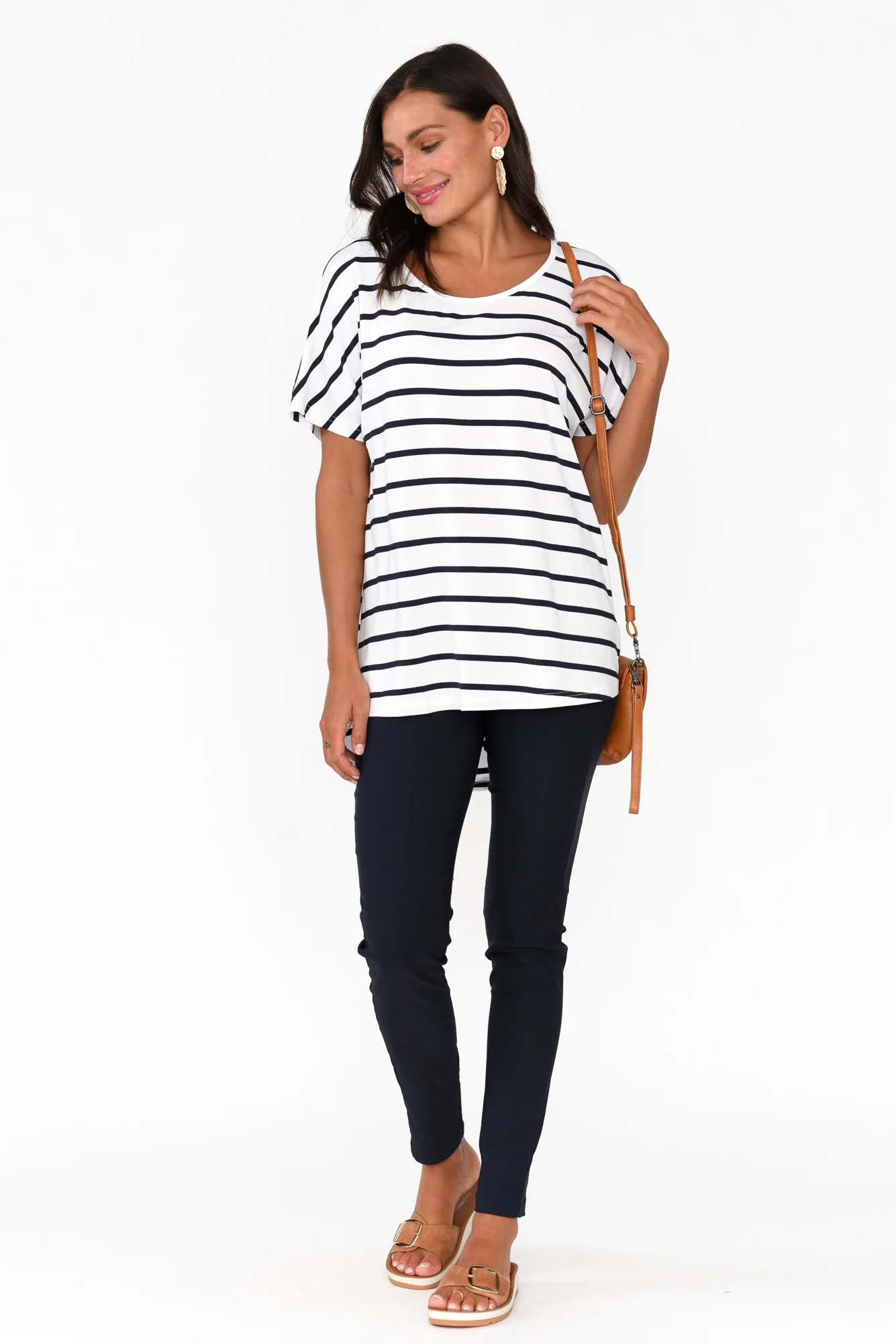 Danya White Stripe Bamboo Top