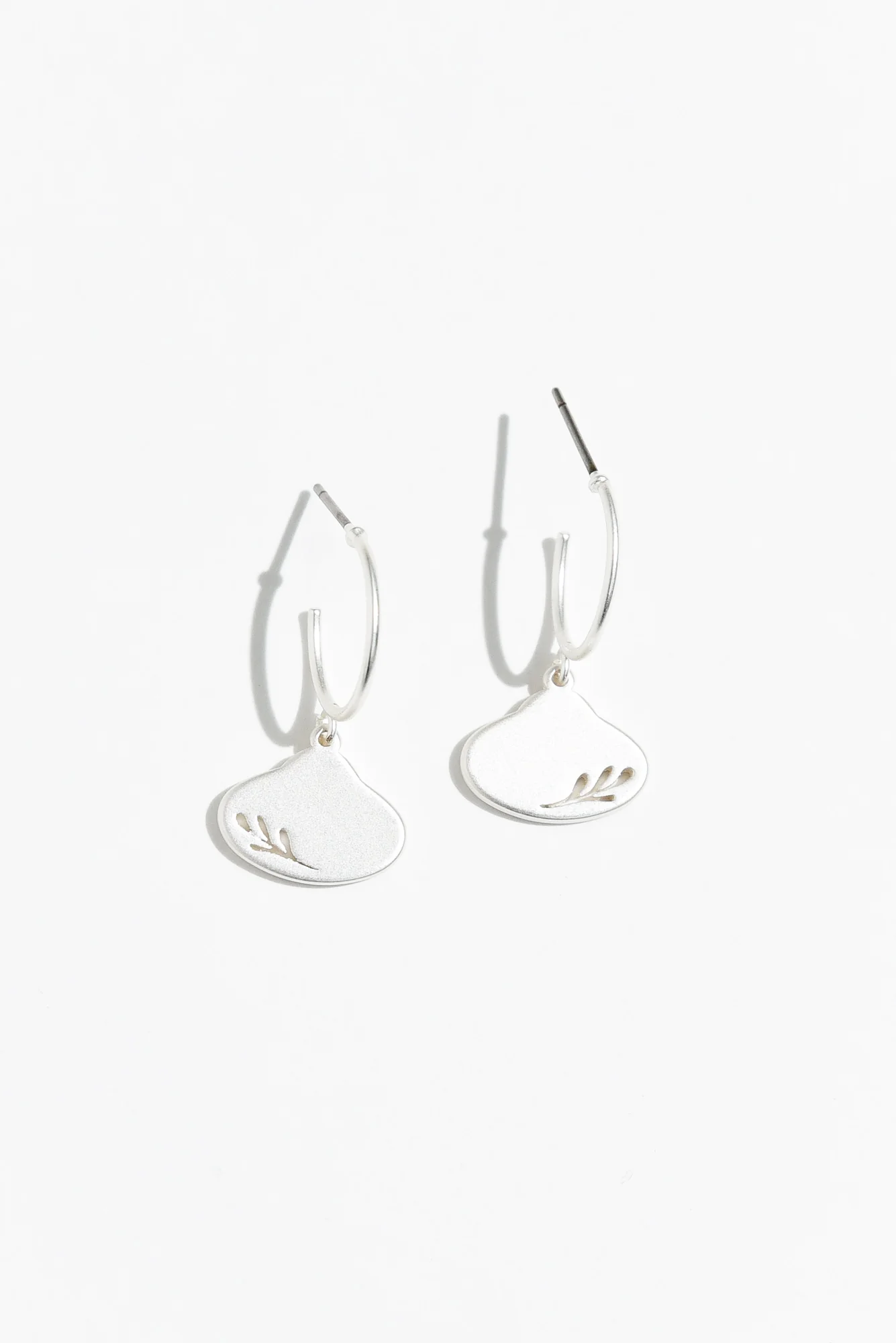 Odilia Silver Leaf Hoop Earrings