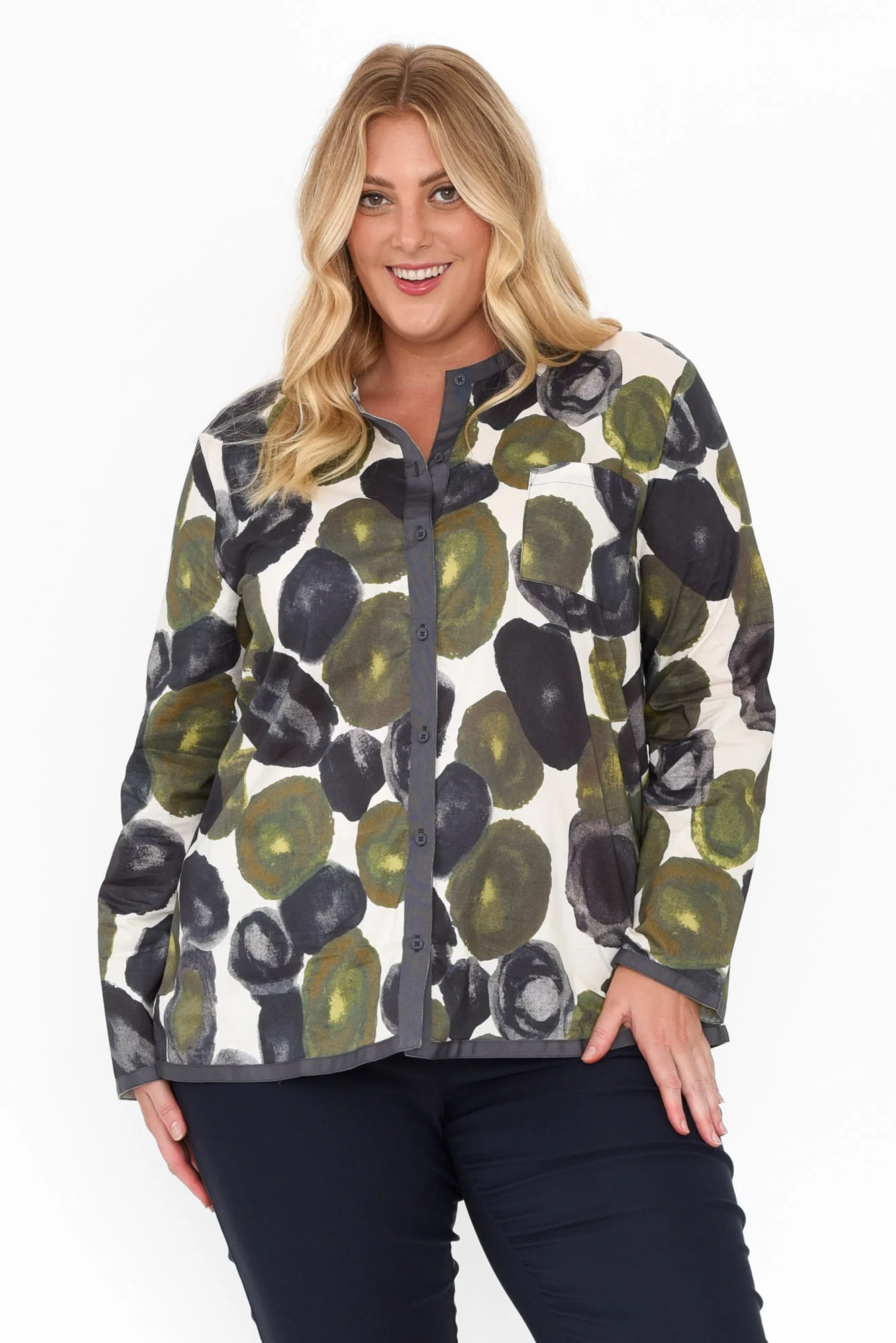 Mori Green Abstract Cotton Shirt